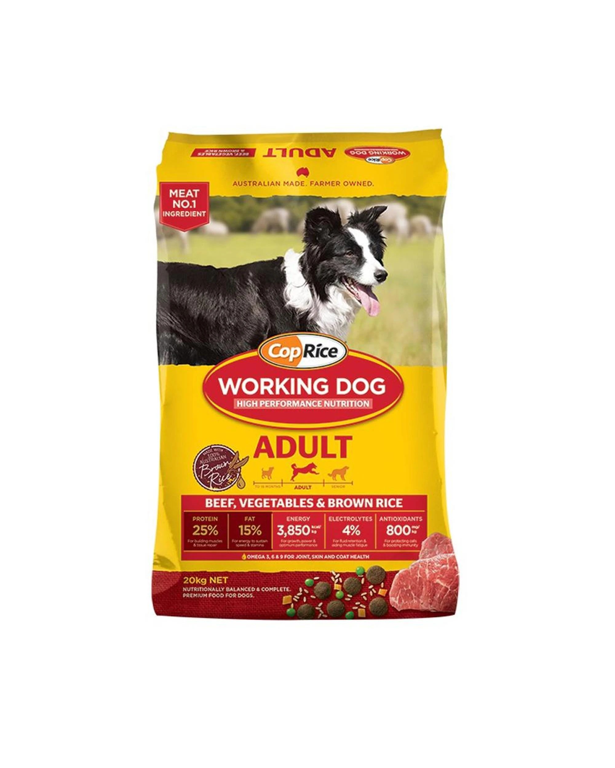 1 CopRice Working Dog Adult Dry Dog Food Beef Vegetables & Brown Rice 20kg, 1 of 1