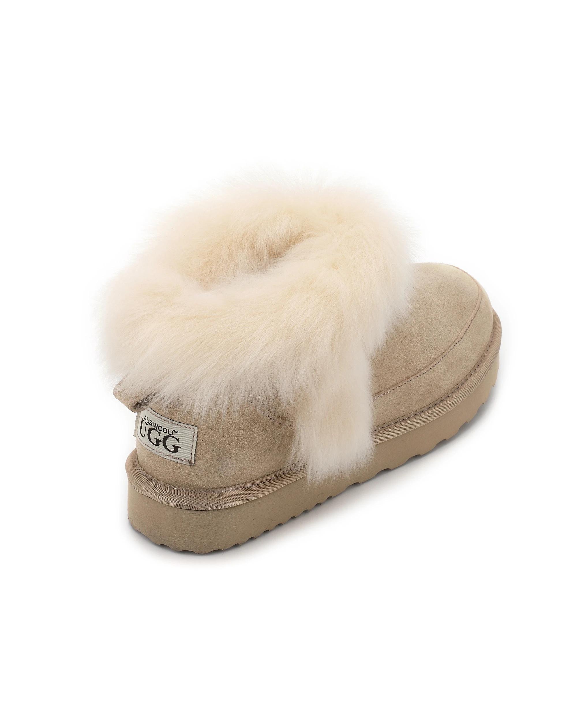 2 AUS WOOLI Luxe Sheepskin Wool-Trim Ankle UGG Boots SAND, 2 of 6