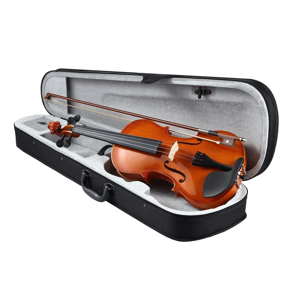 1 MELODIC 3/4 Acoustic Violin Kit 4 Strings Natural Varnish Finish w Case Bow Rosin, 1 of 3