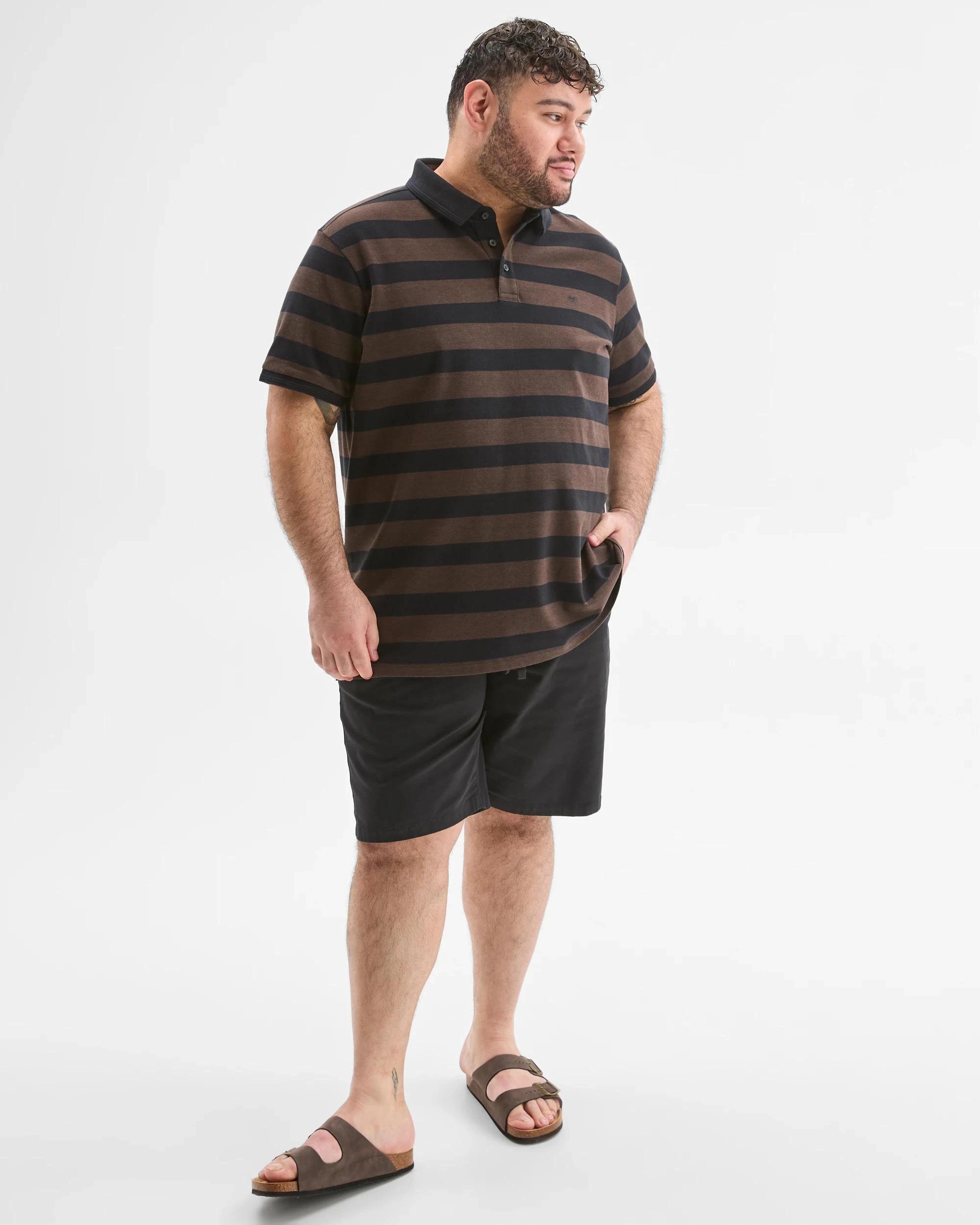 2 Target Plus Size Australian Cotton Birdseye Stripe Polo Top CHOC, 2 of 7