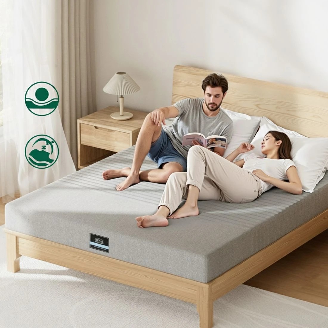 10 Giselle Bedding Cool Gel Memory Foam Mattress 7-Zone Washable Bamboo Cover 15cm Double - Grey, 10 of 10