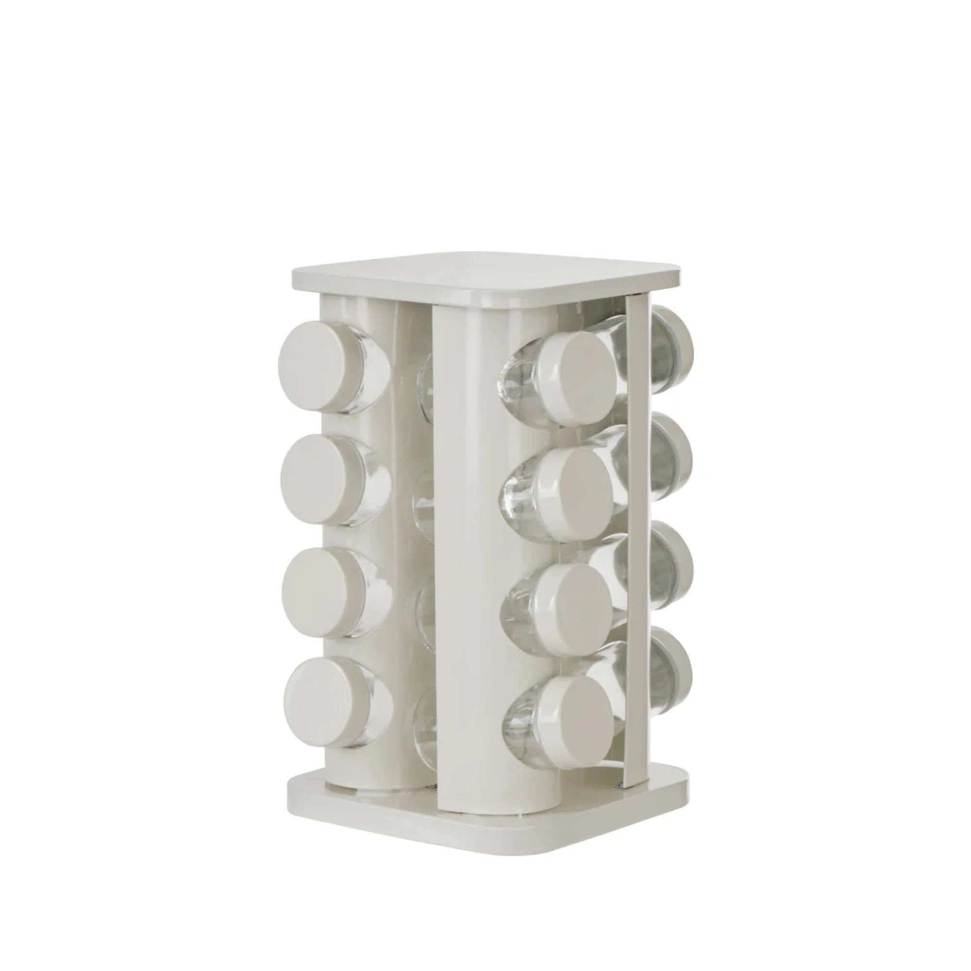 1 Davis & Waddell Newbury 16-Piece Rotating Spice Rack Jar Set, Cream - Beige, 1 of 4