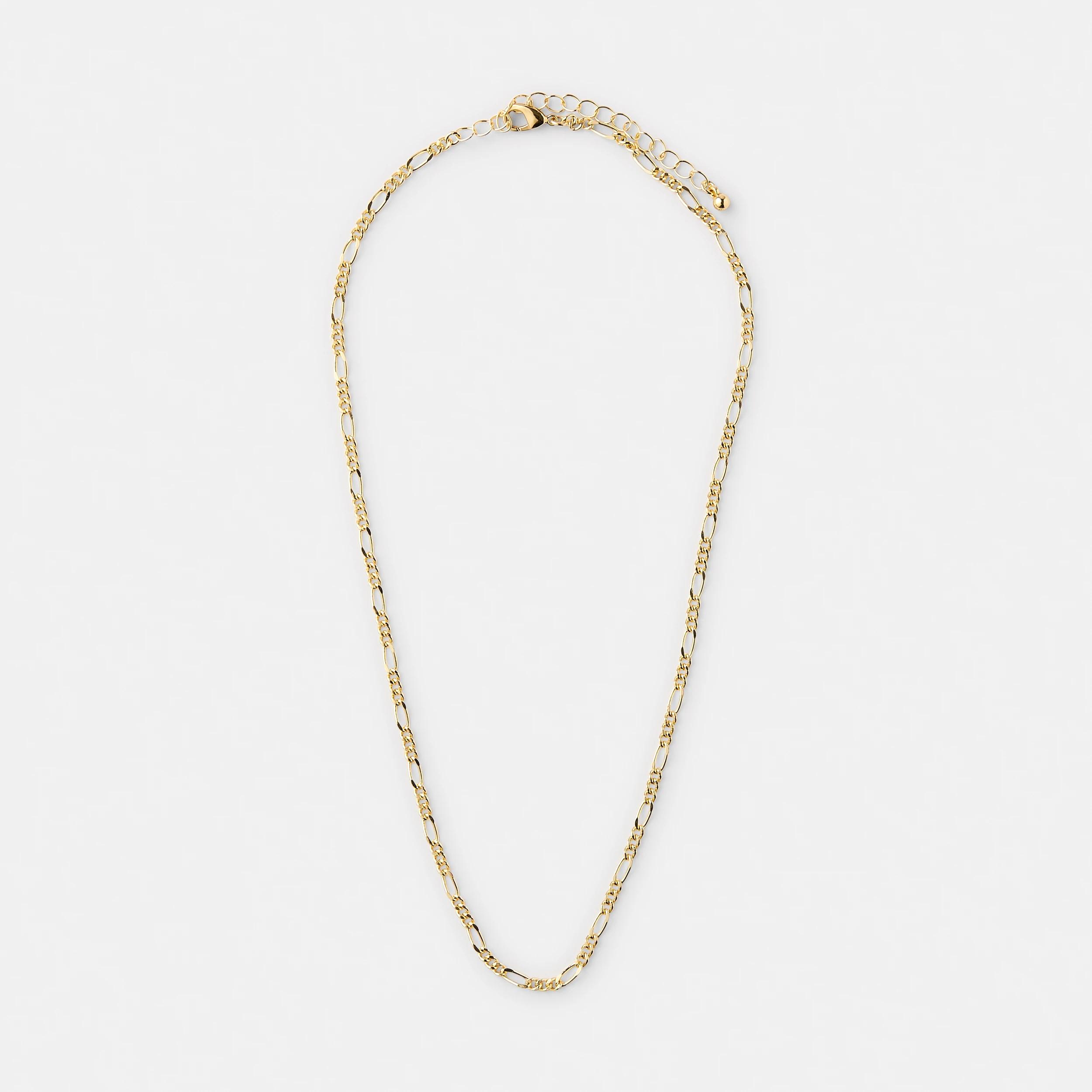 1 18K Gold Plated Figaro Chain Necklace Gold, 1 of 4