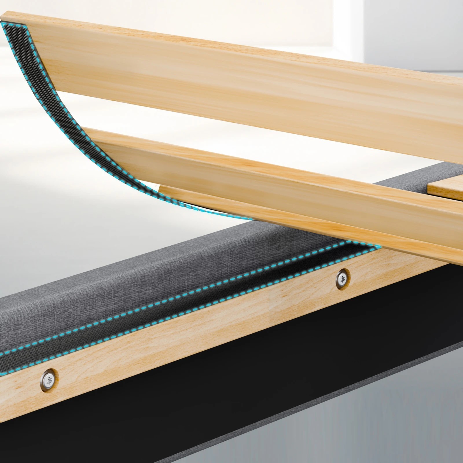 6 Alfordson Bed Frame Double Size Wooden Slats Platform Fabric Paula - Grey, 6 of 9