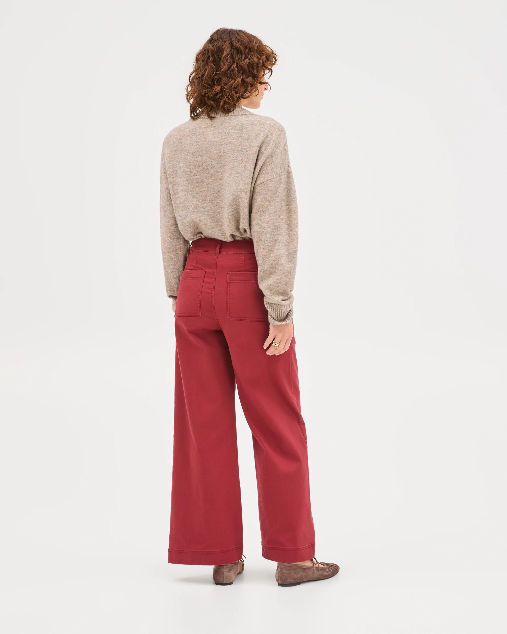 4 Target Woman Australian Cotton Blend Stretch Twill Wide Leg Pants BURNT CRIMSON, 4 of 6