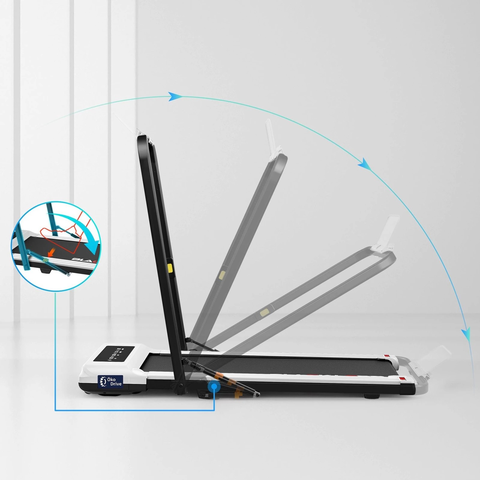 10 Black Lord Treadmill 2 IN 1 Electric Walking Pad Hydraulic Foldable 40cm Belt - White, 10 of 10