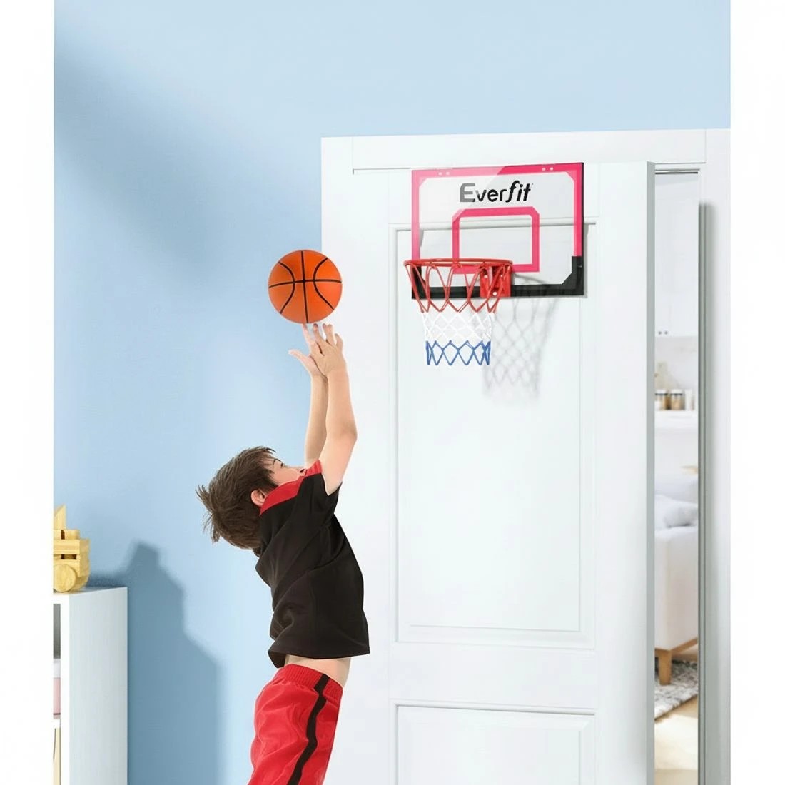 4 Everfit 23" Mini Basketball Hoop Backboard Door Wall Mounted Sports Kids - Red, 4 of 7