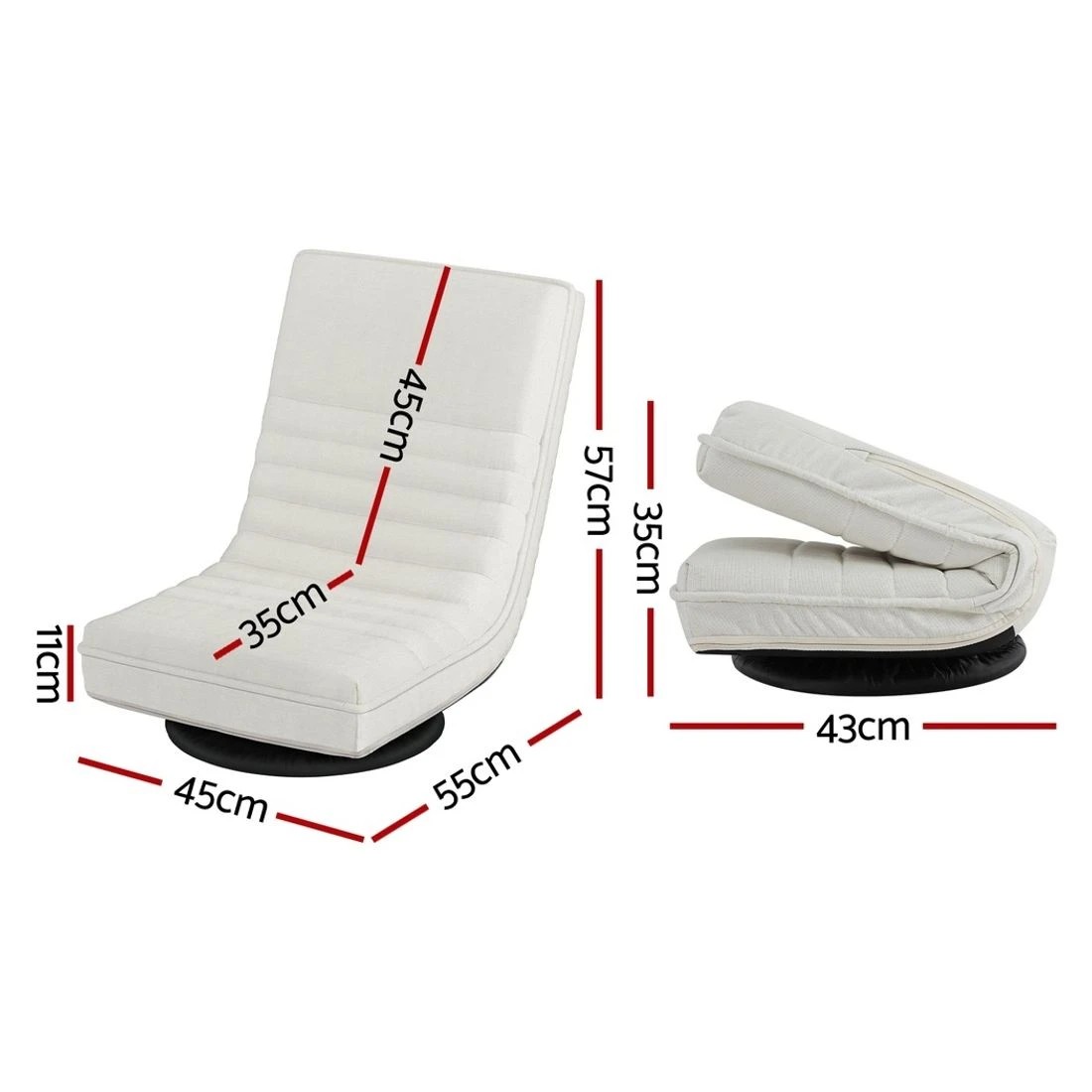 2 Artiss 4XFloor Chair Lounge Sofa Swivel Foldable Linen - White, 2 of 6