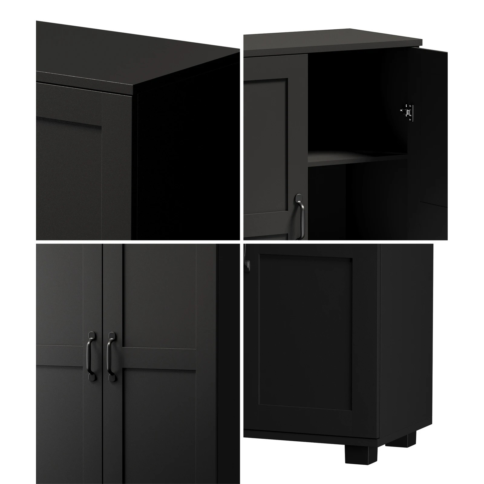 4 Oikiture Storage Cabinet Buffet Sideboard 2 Door Cupboard
 - Black, 4 of 9