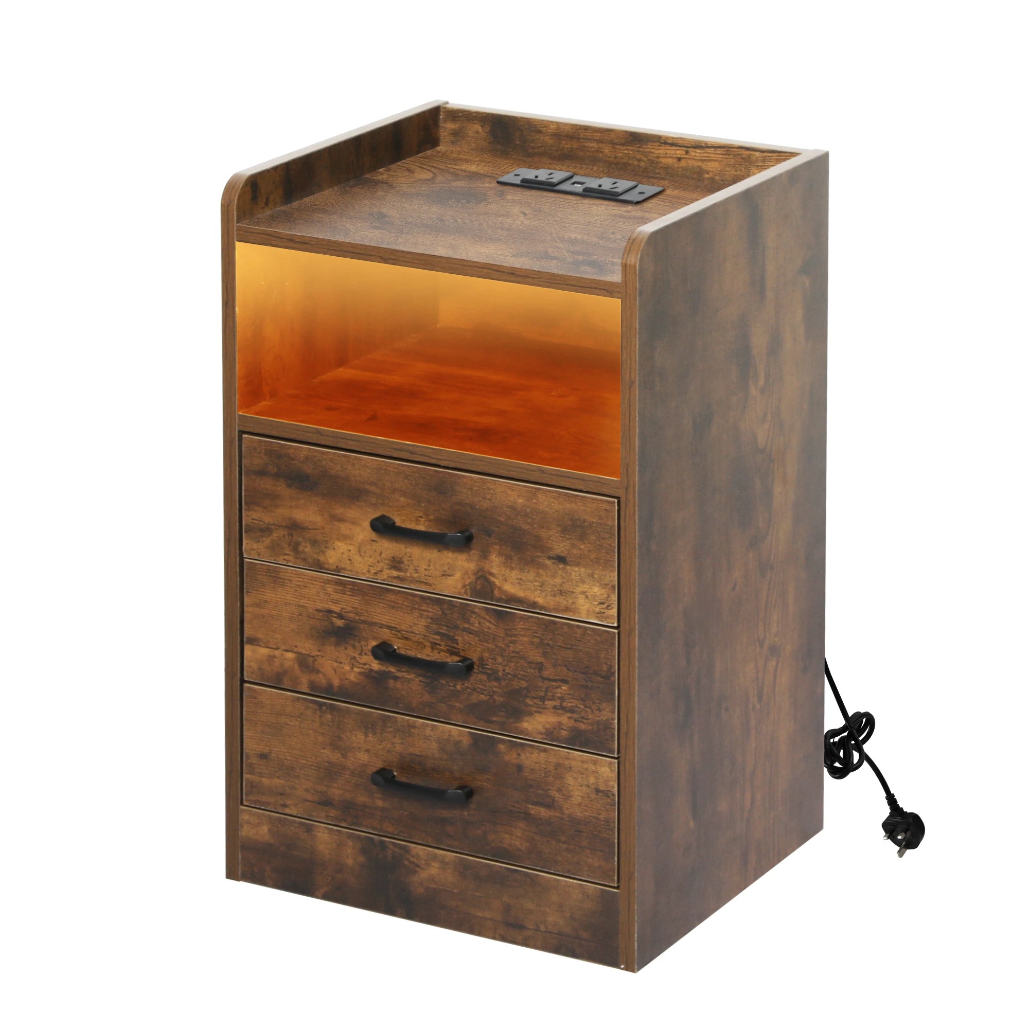 1 Levede Bedside Table With Charging Station Oak, 1 of 6