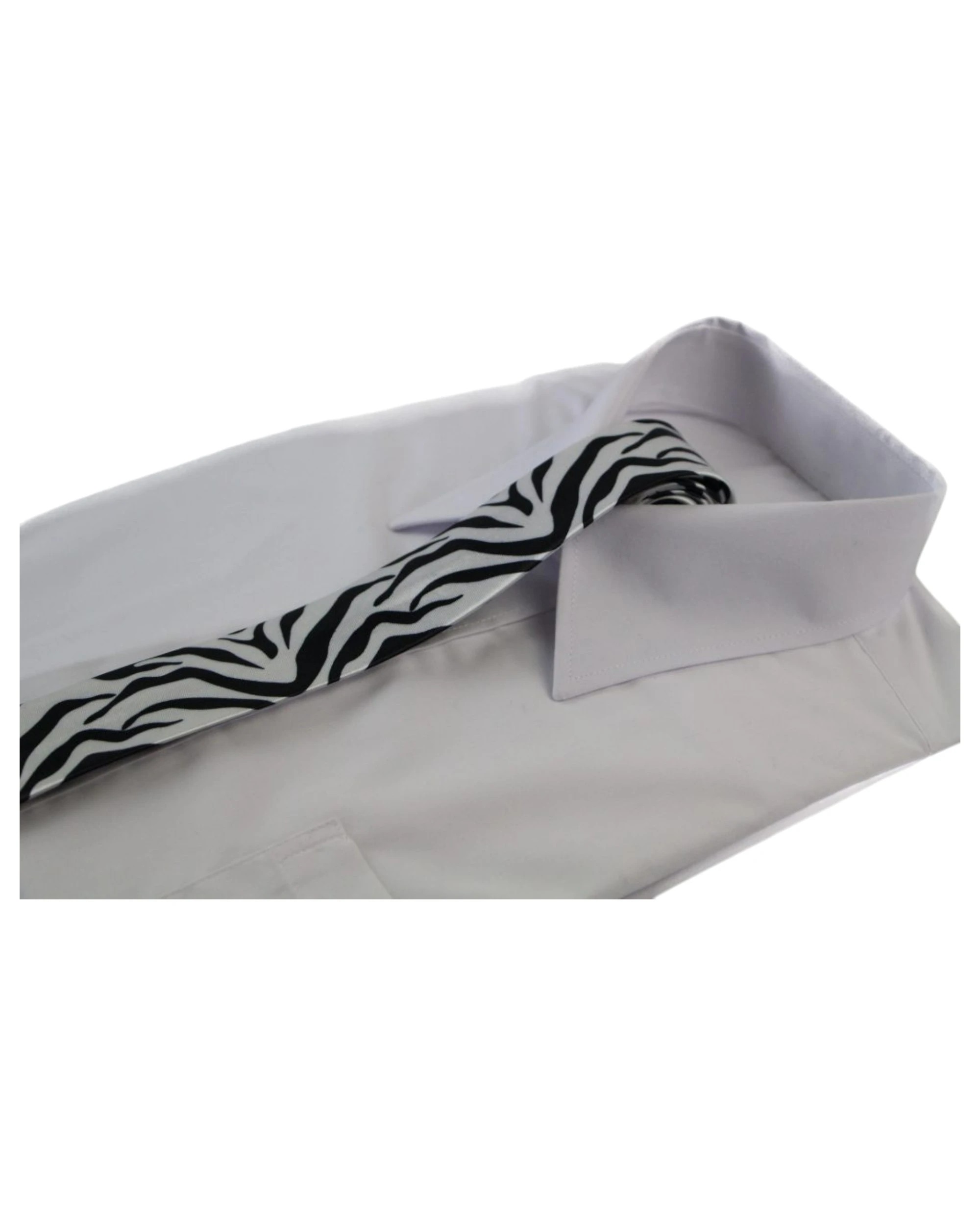 3 Zasel Mens White & Black Zebra 5cm Skinny Neck Tie - Multi, 3 of 3