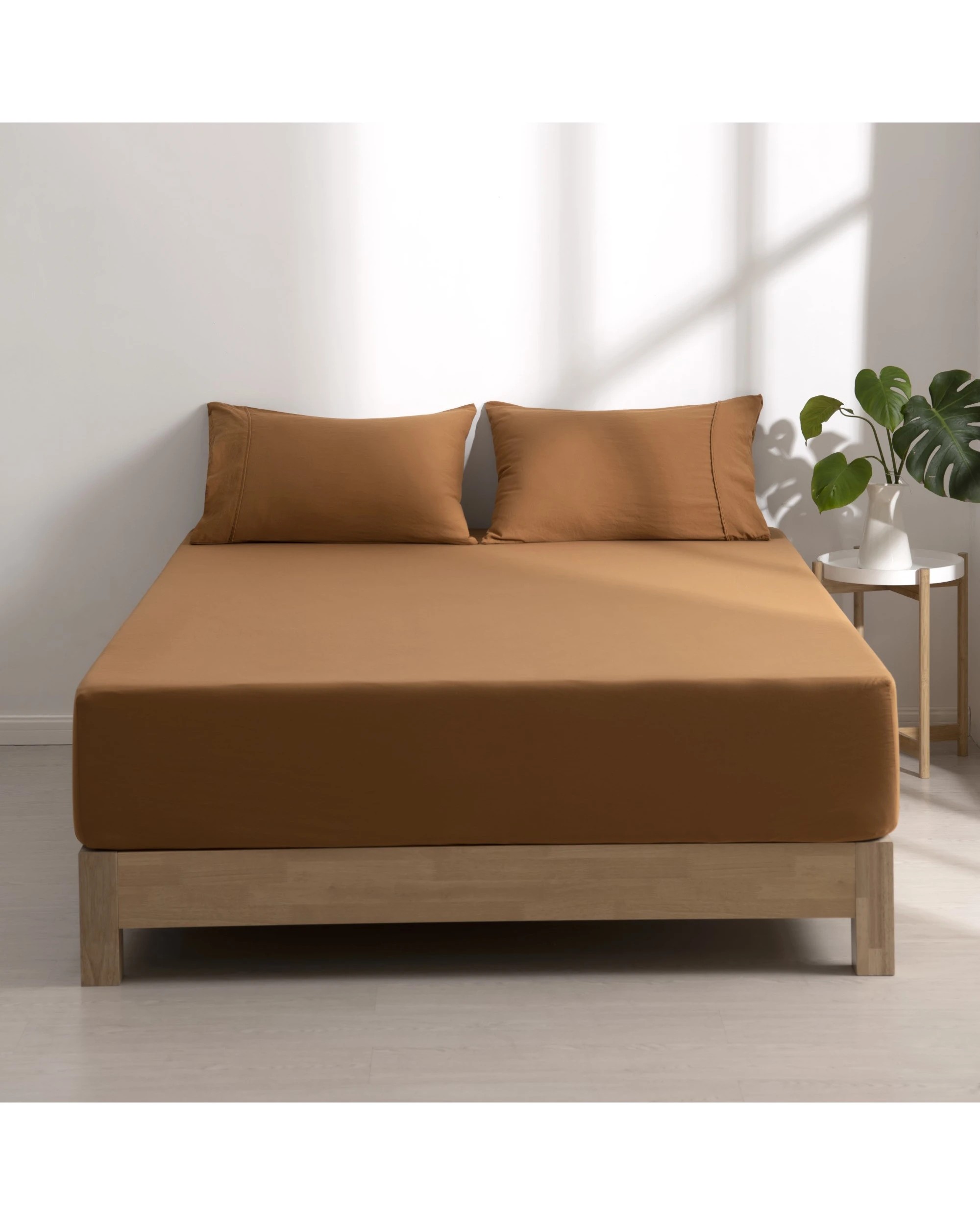 1 Dreamaker Superfine Washed Microfibre Combo Fitted Sheet Set - Double Bed - Rust, 1 of 7