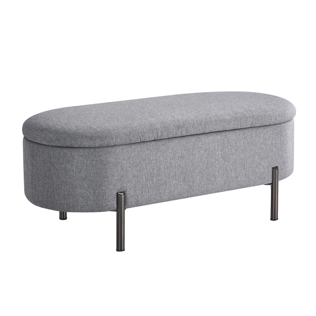 6 Oikiture Storage Ottoman Bench Oval Footstool Blanket Box Chest Toy Linen
 - Grey, 6 of 10