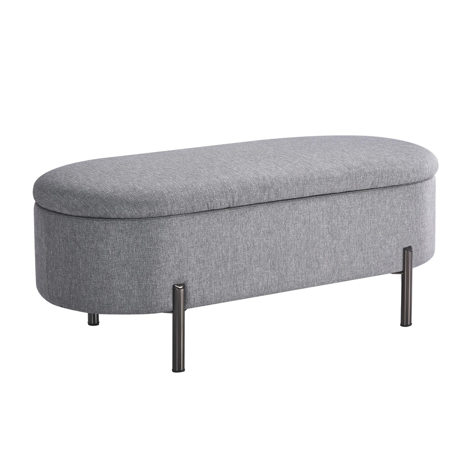 6 Oikiture Storage Ottoman Bench Oval Footstool Blanket Box Chest Toy Linen
 - Grey, 6 of 10