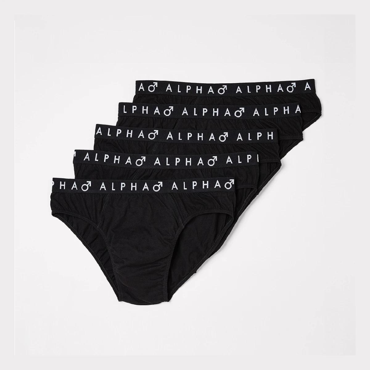 1 5 Pack Men's Larger Size Attached Elastic Waistband Briefs Extended Sizes Black, 1 of 5