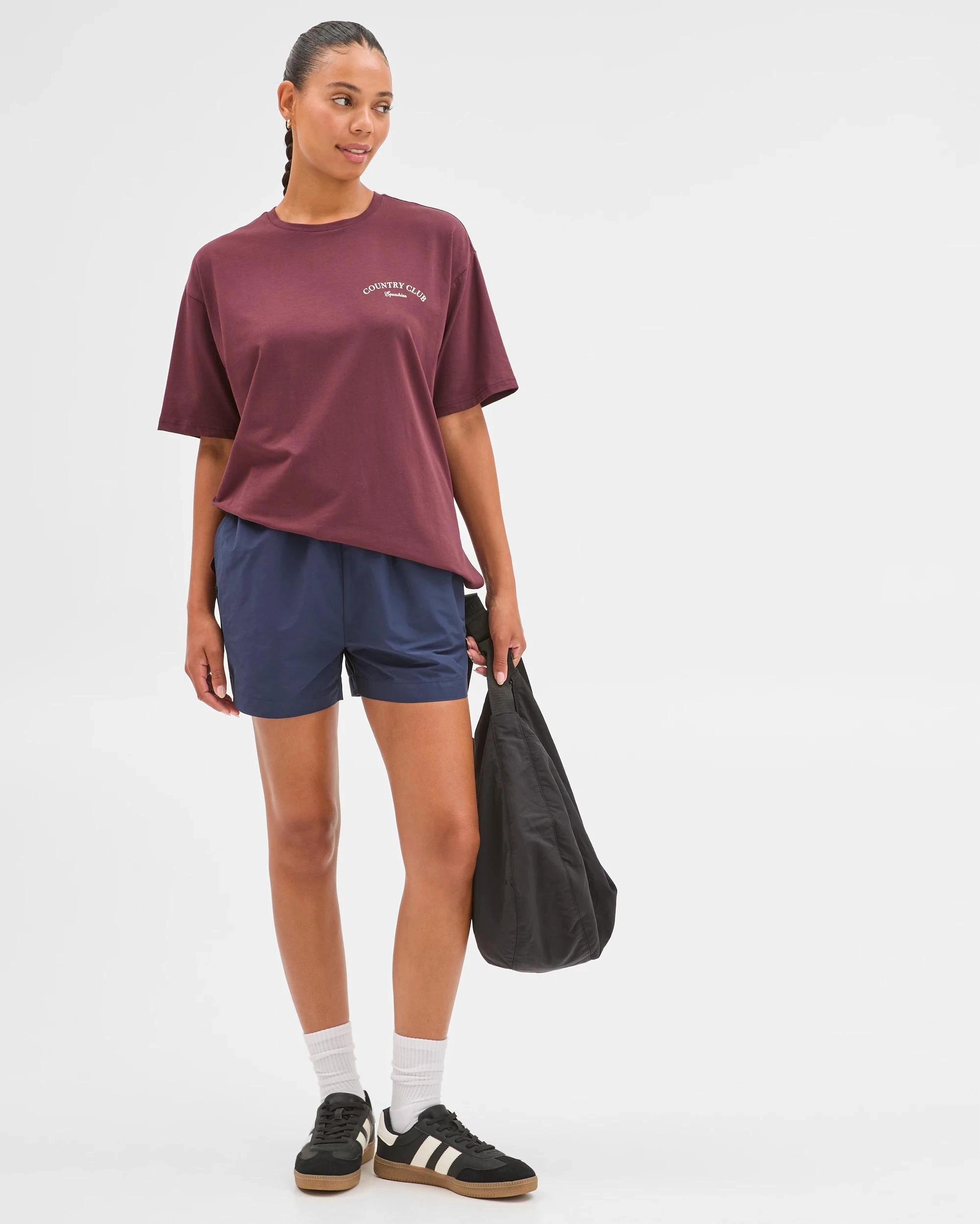 1 Target Active Active Australian Cotton Blend Oversized Graphic T-Shirt WINE/EQUESTRIAN CLUB, 1 of 6