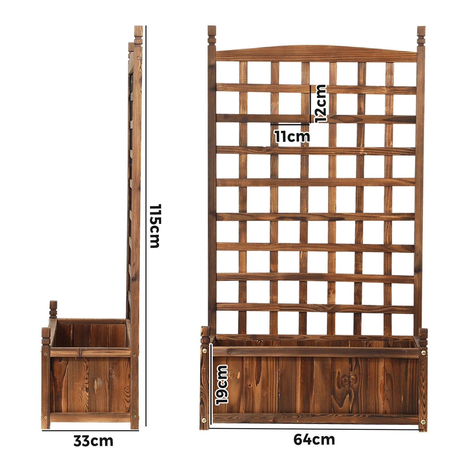 2 Livsip Raised Garden Bed Wooden Planter Box Vegetables Outdoor Planting 64x115cm - Charcoal, 2 of 9