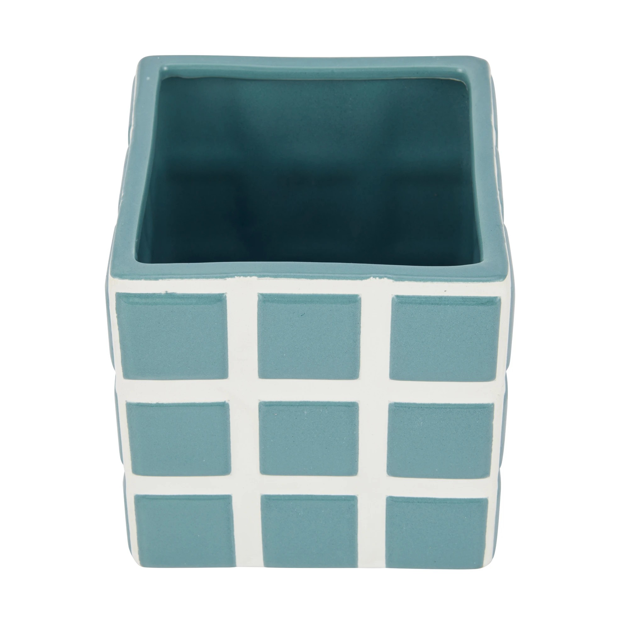 2 Square Check Ceramic Pot, 2 of 4