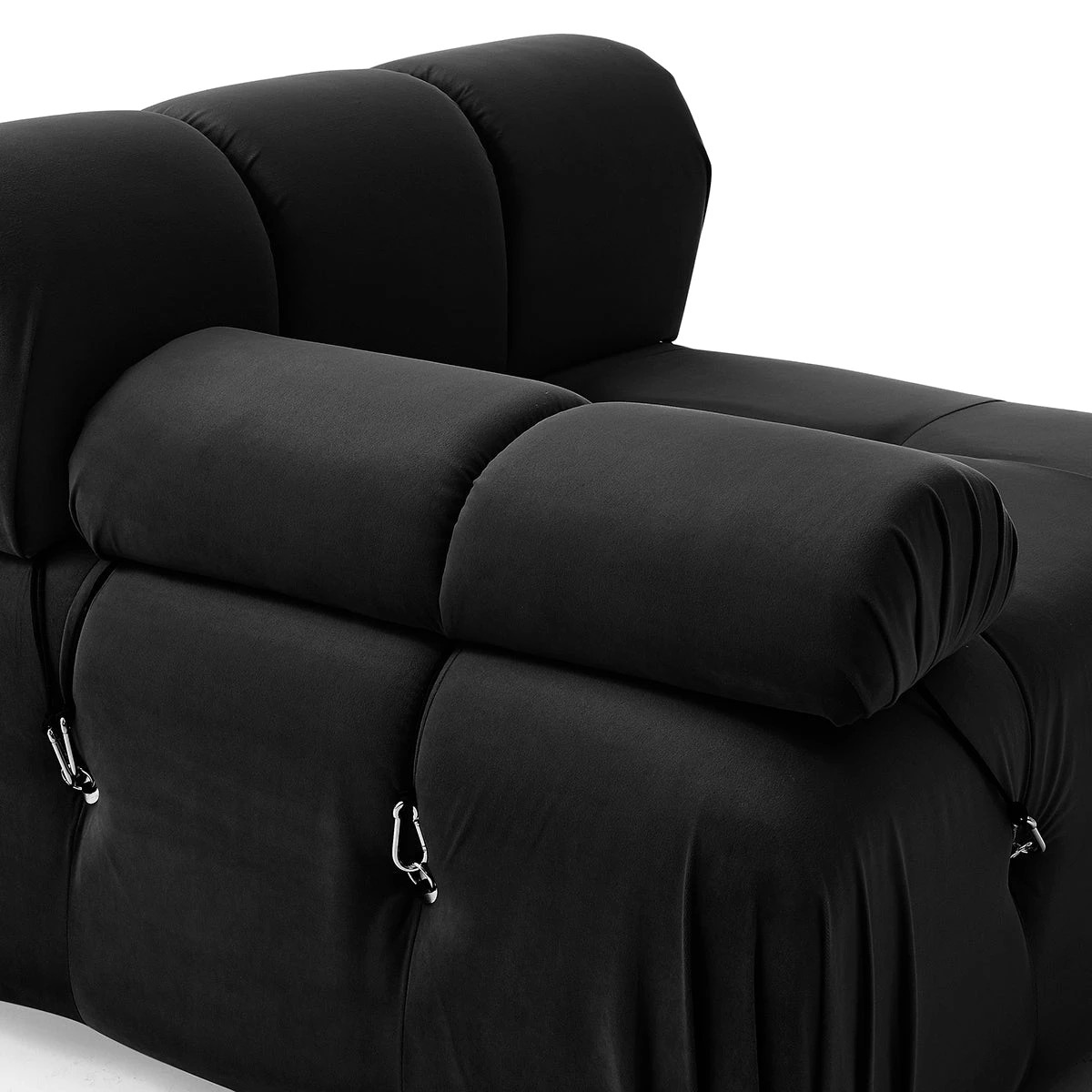 9 Foret 2 Seater Sofa Modular Arm Seat Tufted Velvet Lounge Couch Chaise Black, 9 of 9