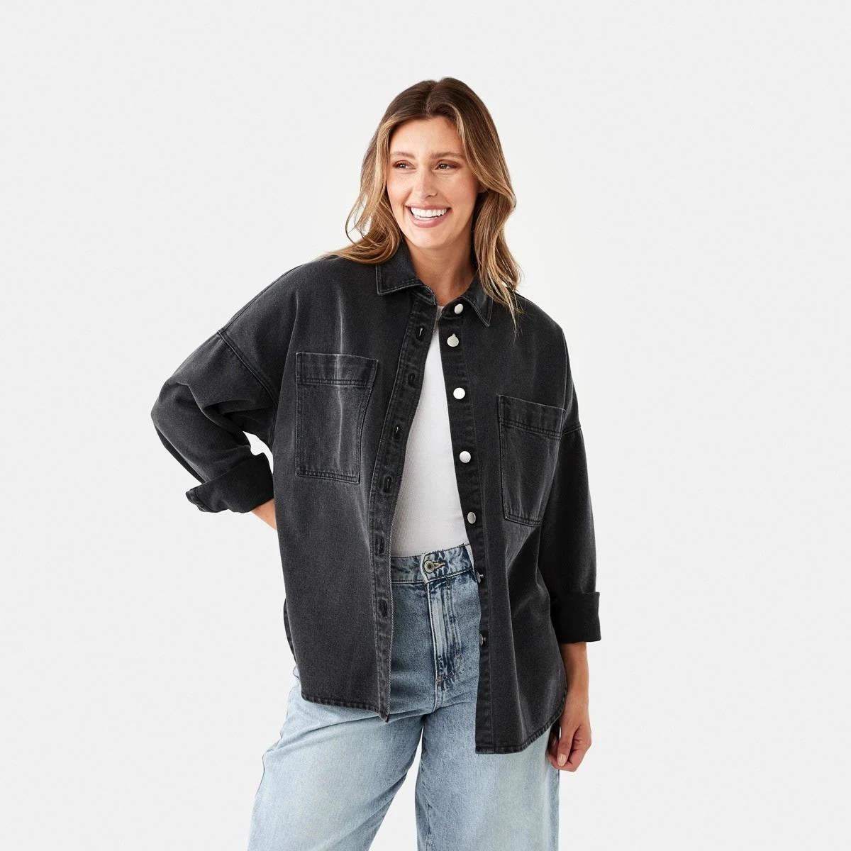 2 Long Sleeve Denim Shirt Black Wash, 2 of 9