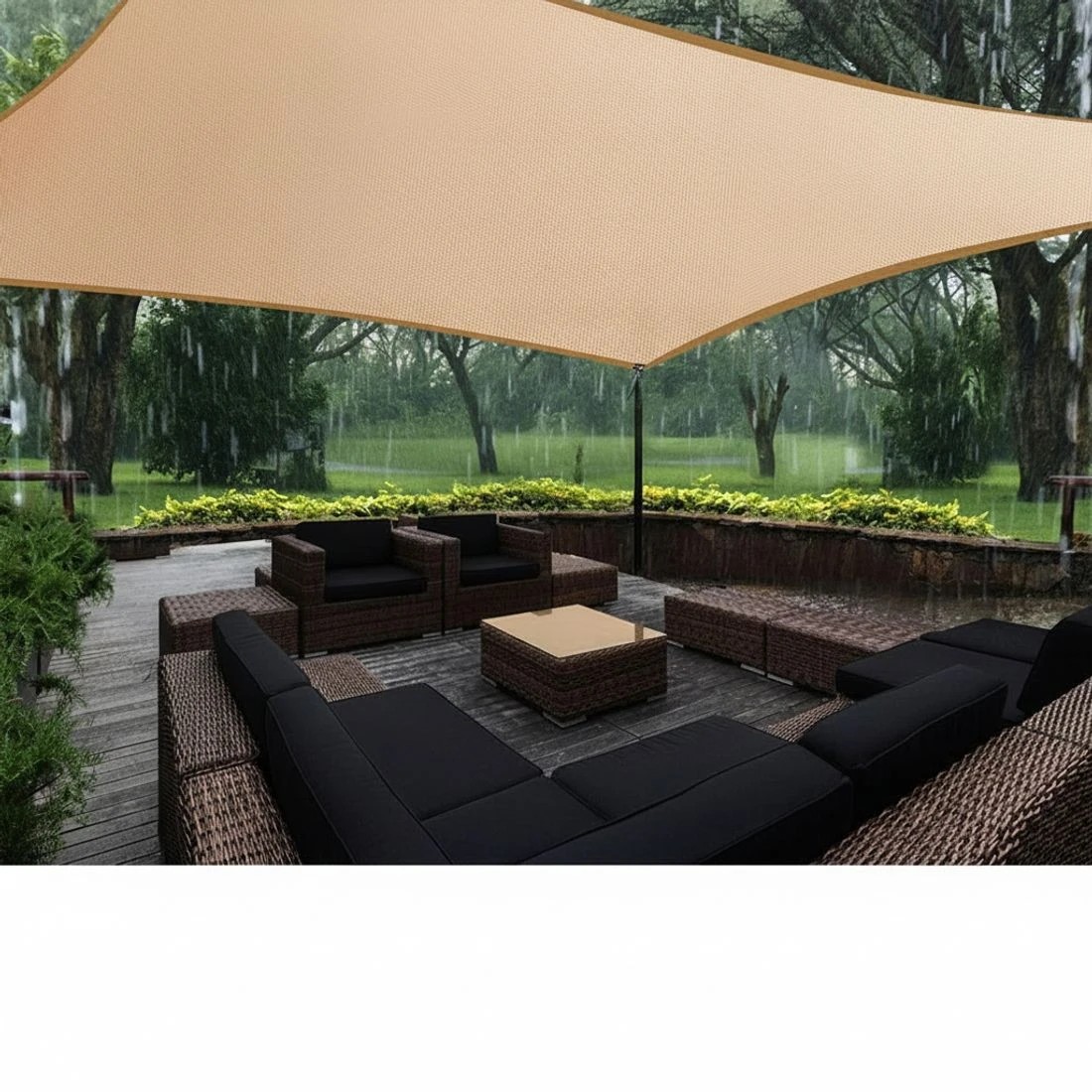 3 Instahut Waterproof Shade Sail 2x4m Rectangle Sand 95% Shade Cloth - Beige, 3 of 4