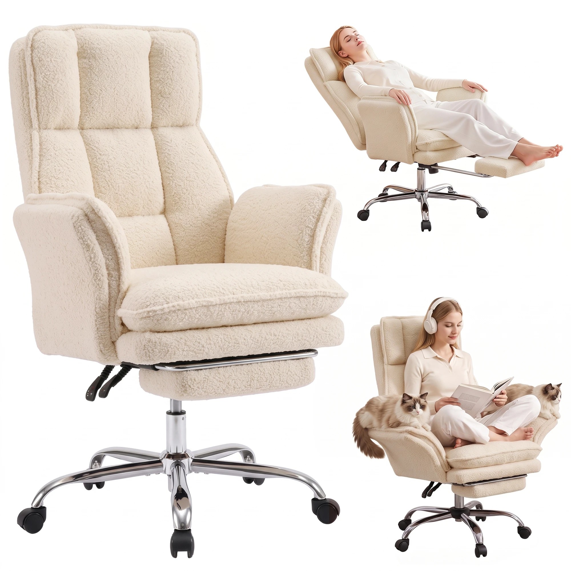 Artiss Big & Tall Criss Cross Office Chair with Flip Armrests Foot Rest ...