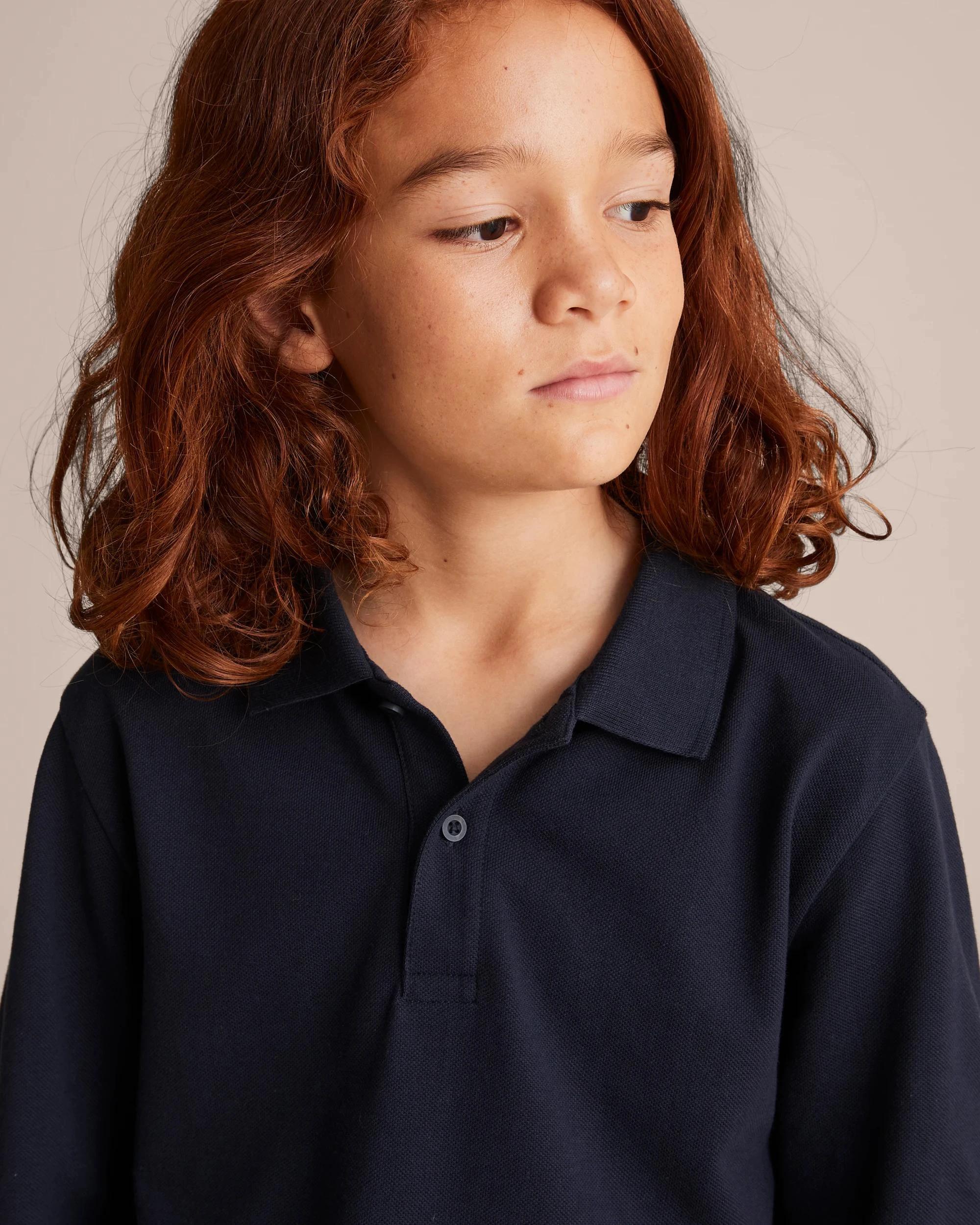 7 Target Long Sleeve Polo Top NAVY BLUE, 7 of 8