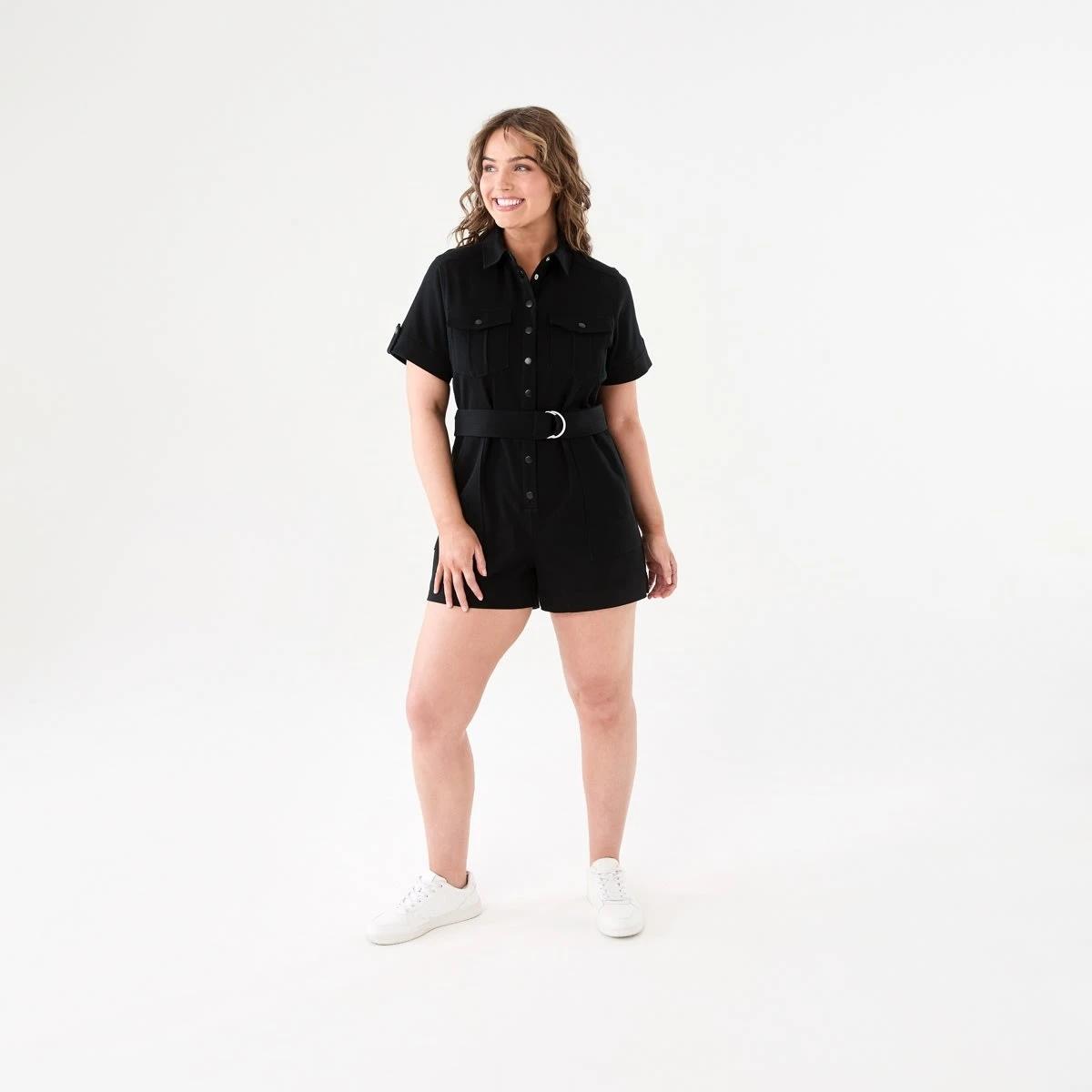11 Short Sleeve Belted Playsuit BLACK, 11 of 11