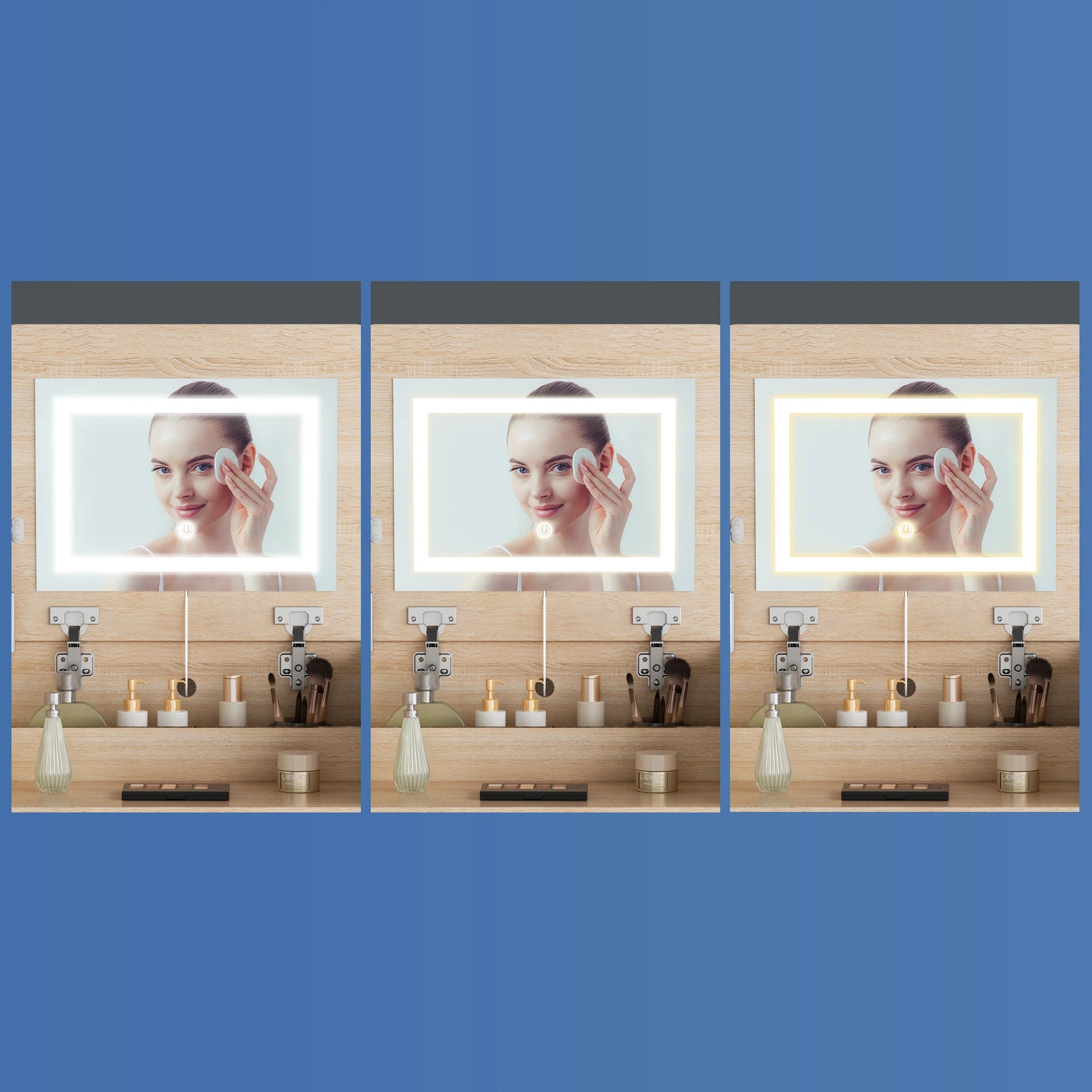 6 Alfordson Dressing Table Stool Set 3-In-1 Makeup Mirror Vanity Desk - Natural, 6 of 10