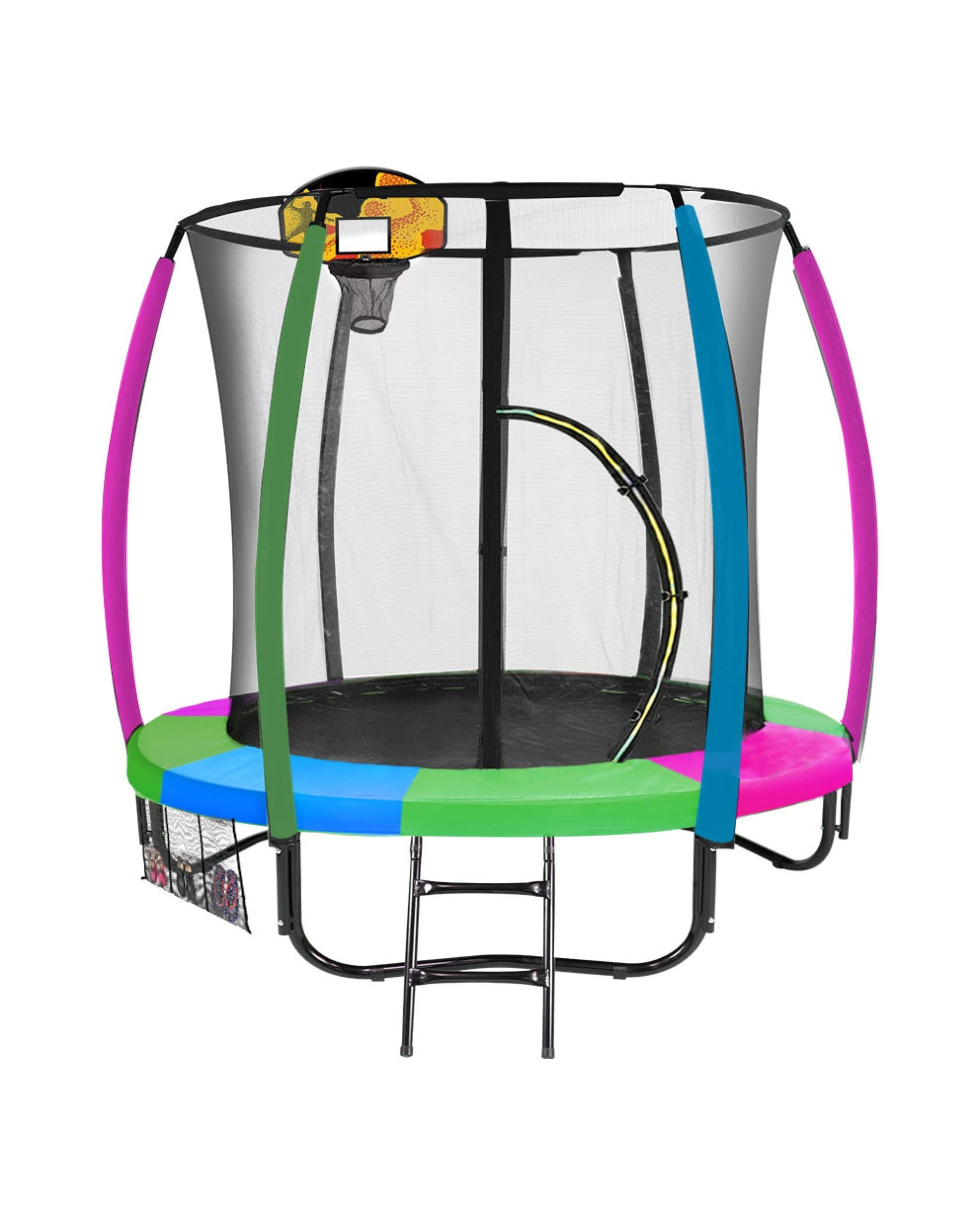 1 Kahuna 6ft Trampoline with LED Basketball Set and Roof in Rainbow, 1 of 10