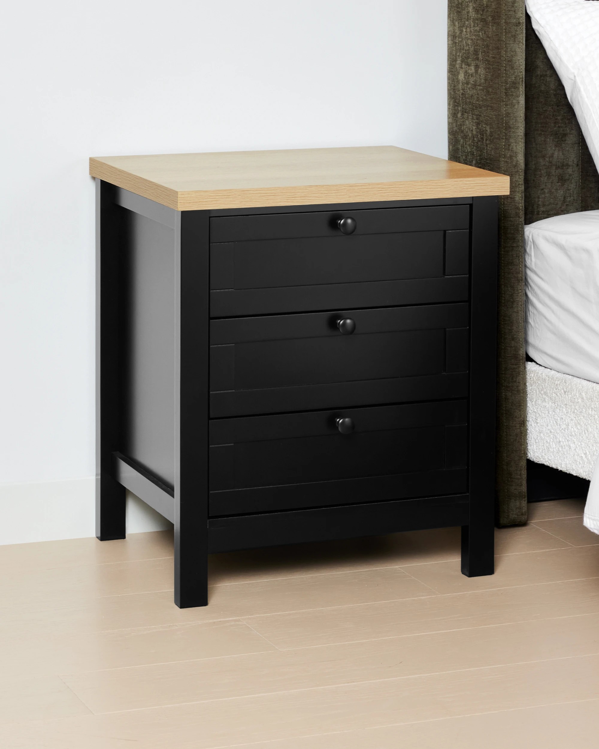 2 Camille 3 Drawer Bedside Table - Black, 2 of 9