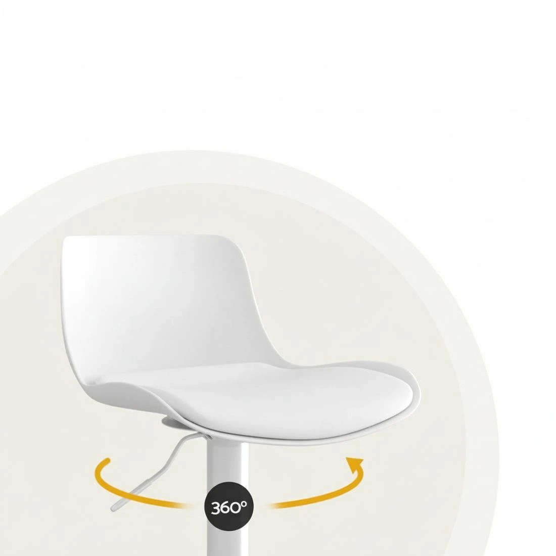 5 Artiss Bar Stools Kitchen Swivel Gas Lift Stool Leather Dining Chairs  x2 - White, 5 of 6