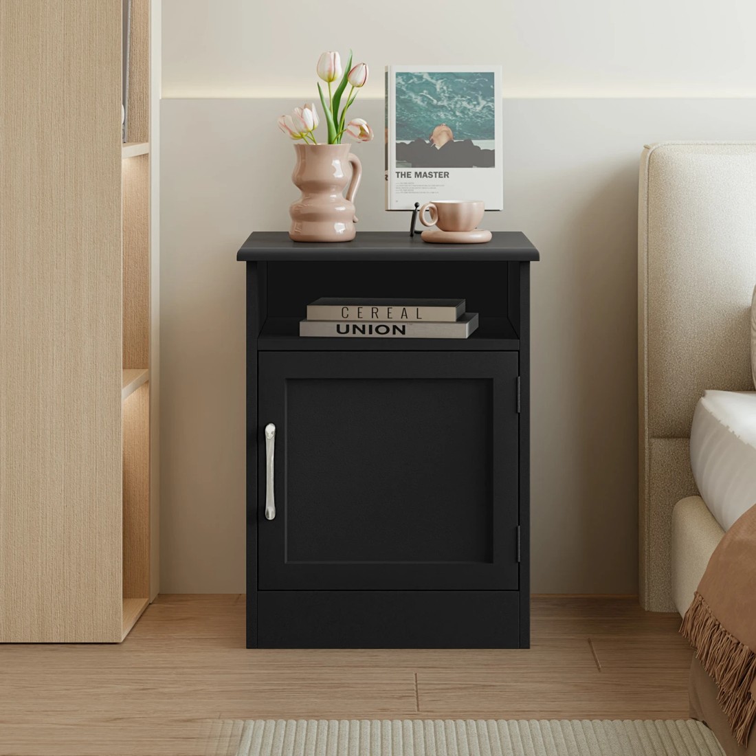 7 Alfordson Bedside Table Storage Cabinet Side End  Nightstand - Black, 7 of 10