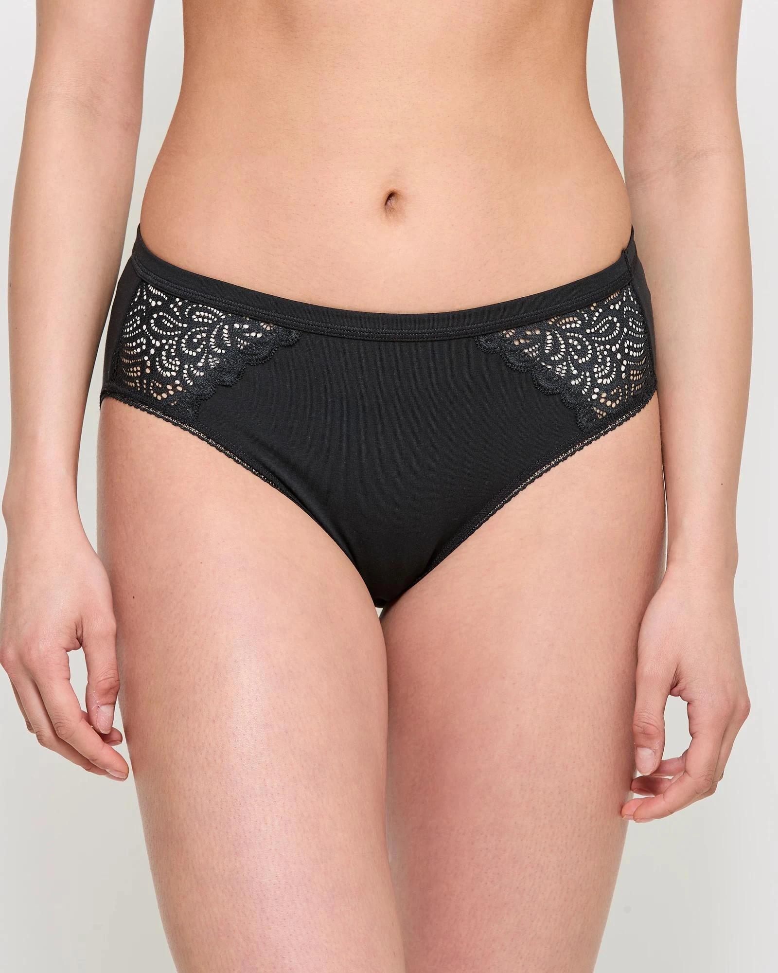 3 Target Woman Australian Cotton and Lace High Cut Briefs BLACK, 3 of 4
