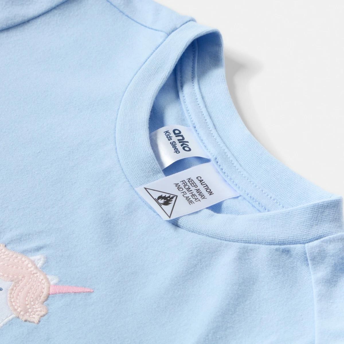 8 Knit Flannelette Pyjama Set Blu Slogan, 8 of 9