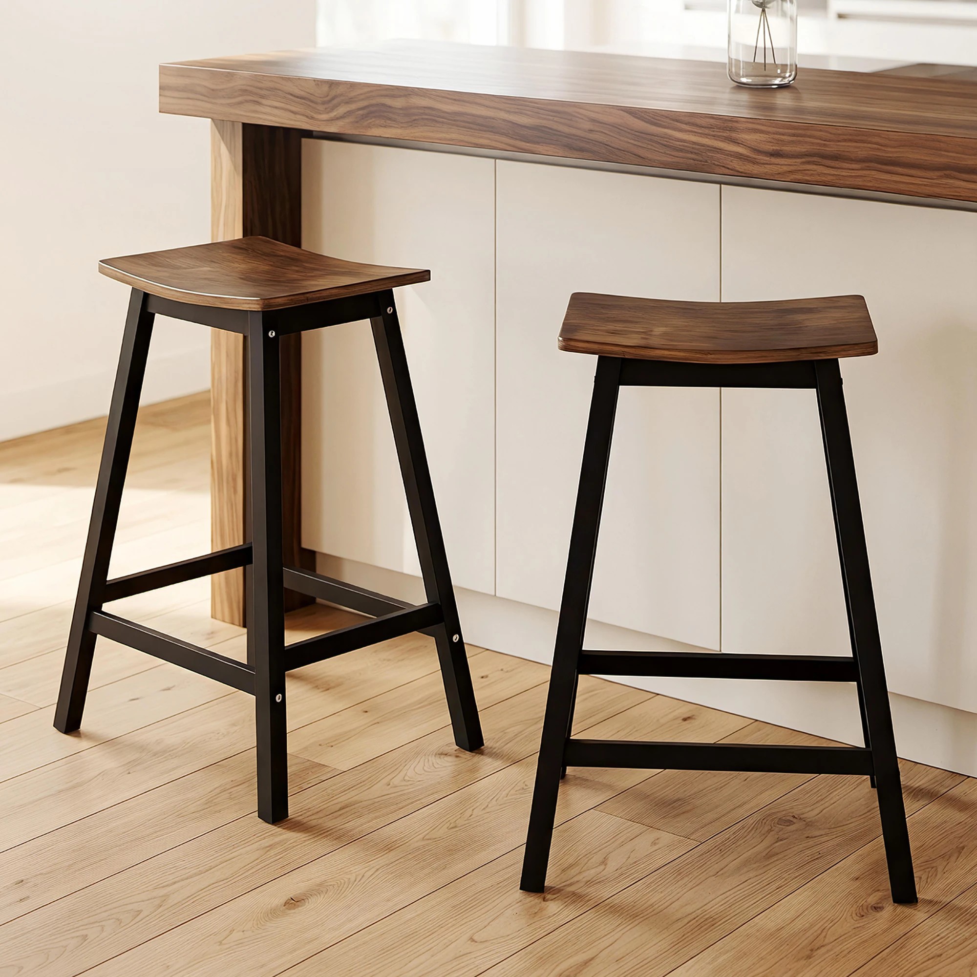 5 Artiss Bar Stools Set of 2 Kitchen Counter Stools Wooden Industrial Rustic - Brown, 5 of 7