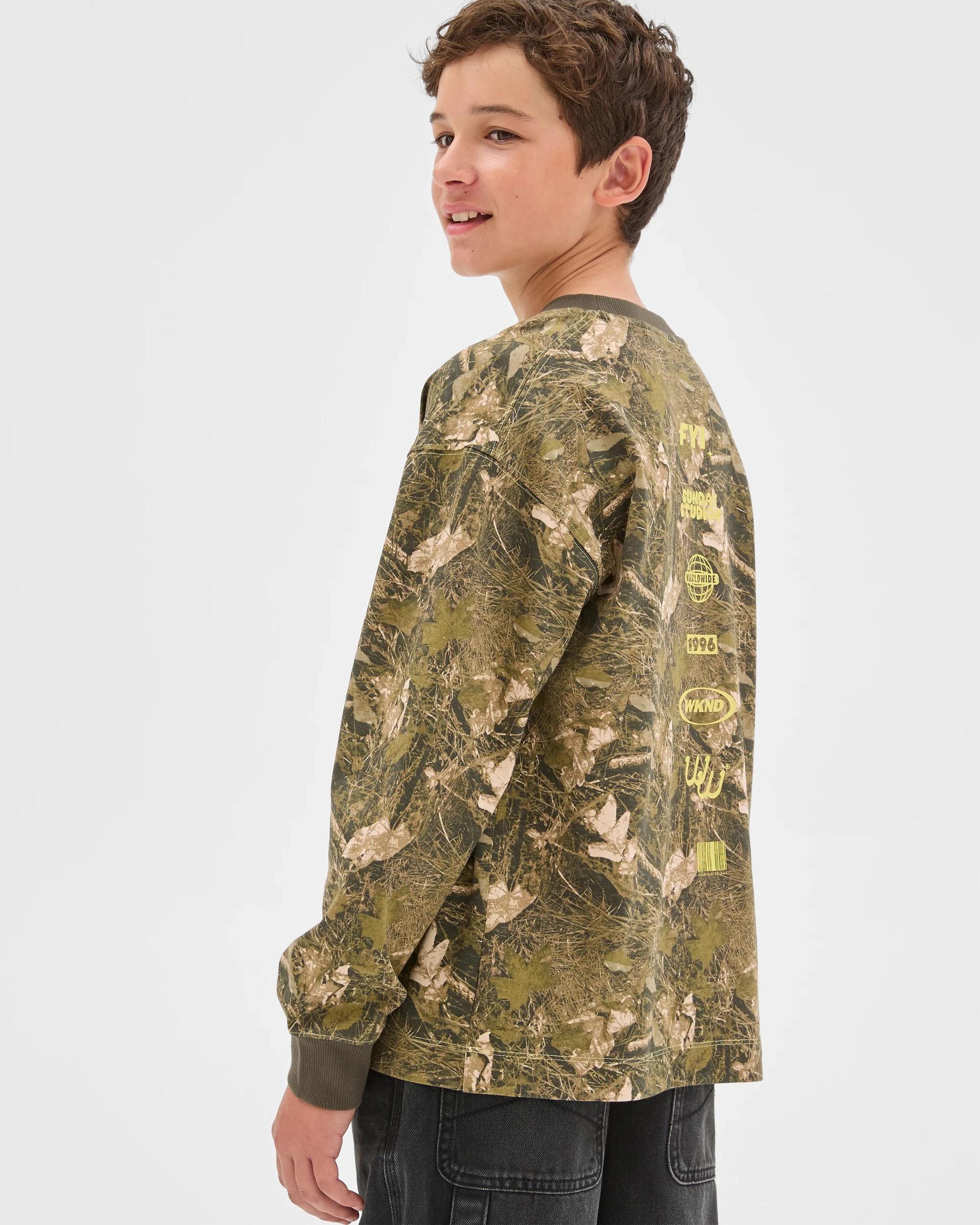 4 Target Kids Australian Cotton Long Sleeve Heavyweight T-Shirt CAMO, 4 of 7
