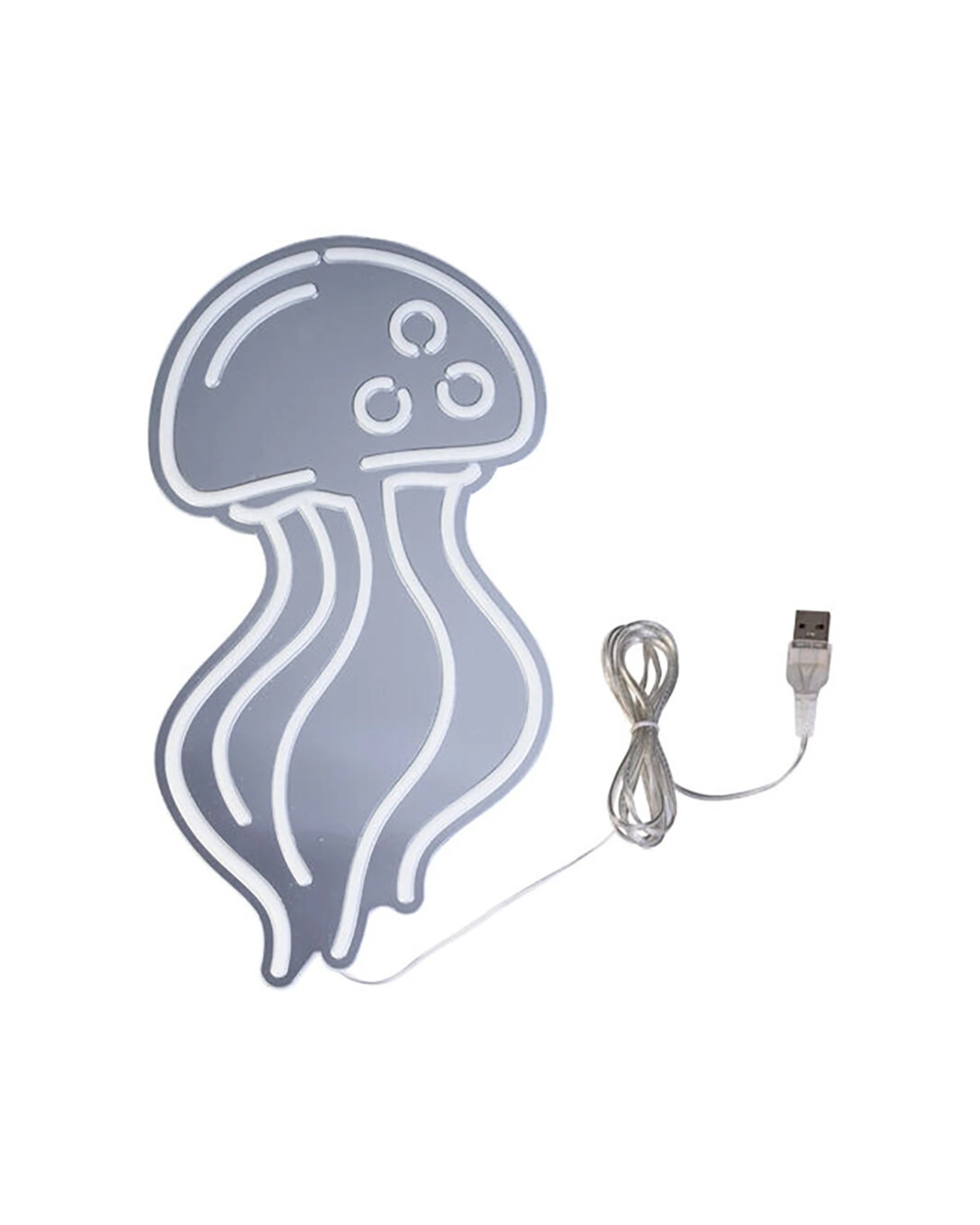 1 Art Tech LED Mirror Wall Light Jellyfish Ocean Theme Decor USB Powered 18x33cm - Grey, 1 of 4