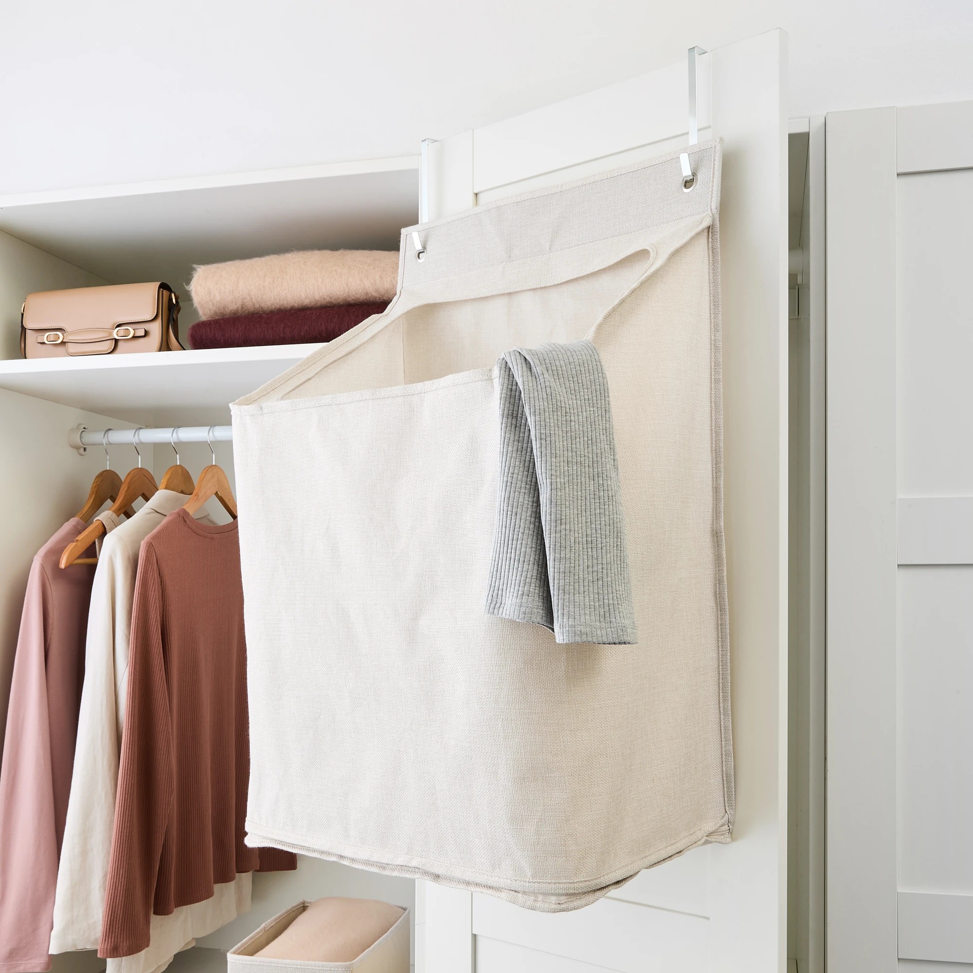 1 Linen Look Hanging Laundry Bag, 1 of 10