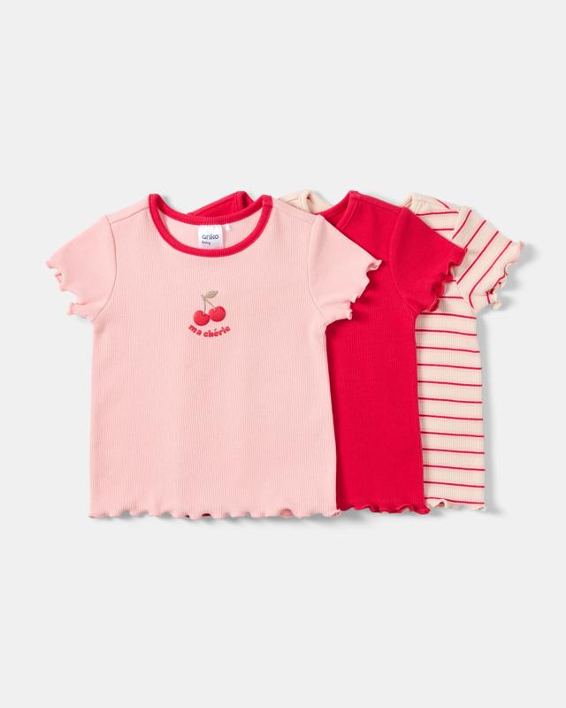3 Pack Short Sleeve Ribbed T-s
