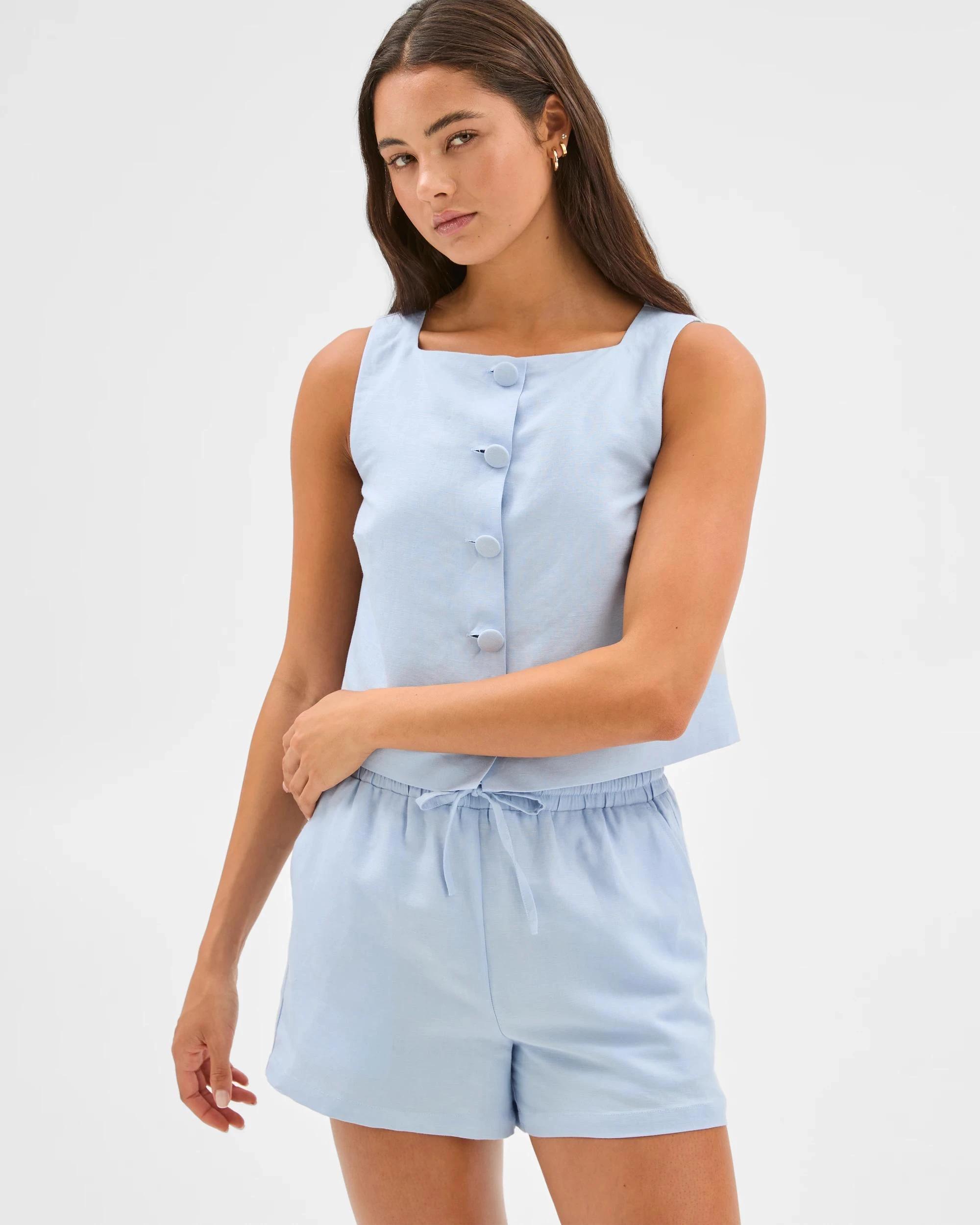 7 European Linen Blend Pull On Shorts - Lily Loves KENTUCKY BLUE, 7 of 7