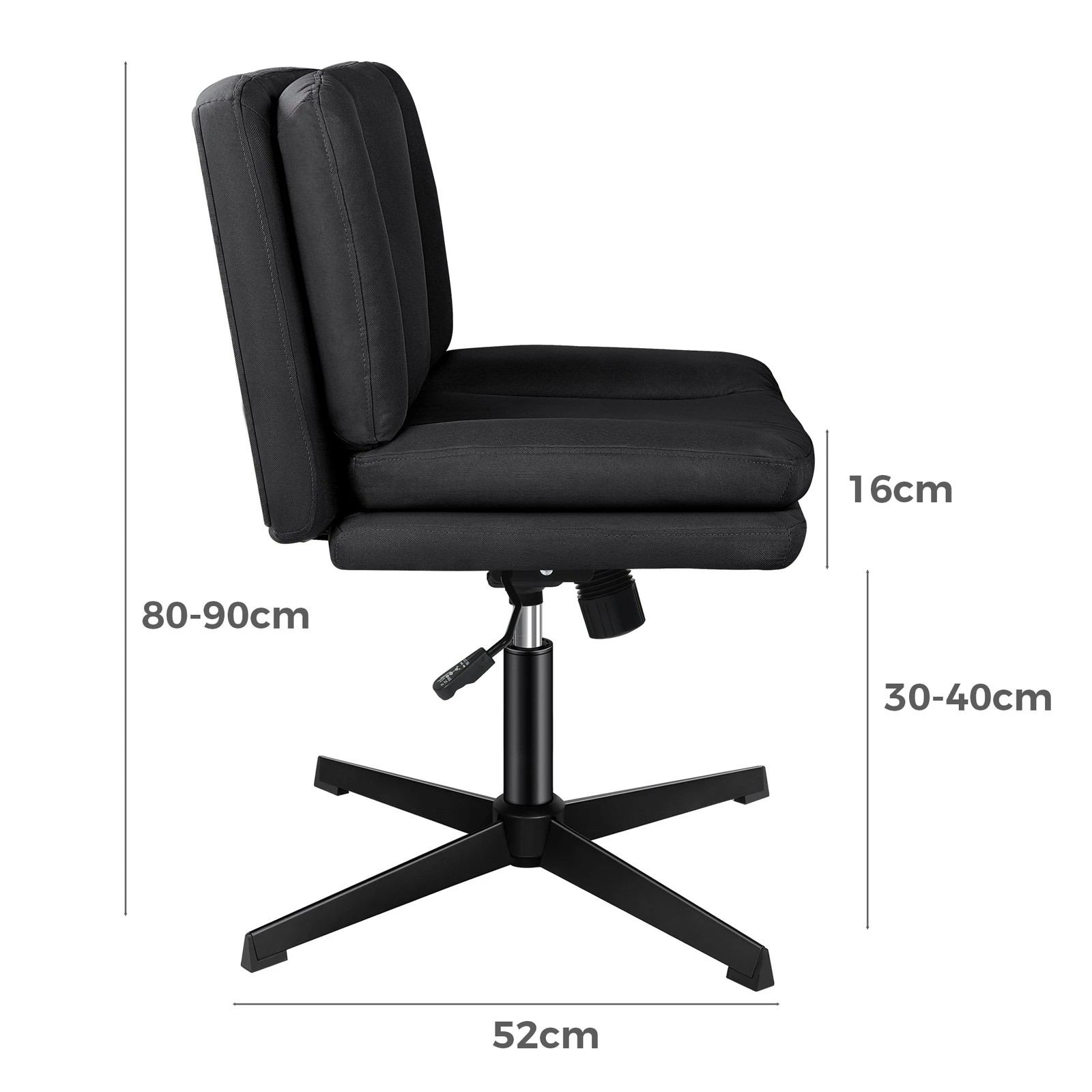 7 Alfordson Armless Office Desk Chair Mid Back Wide Seat Fabric - Black, 7 of 7