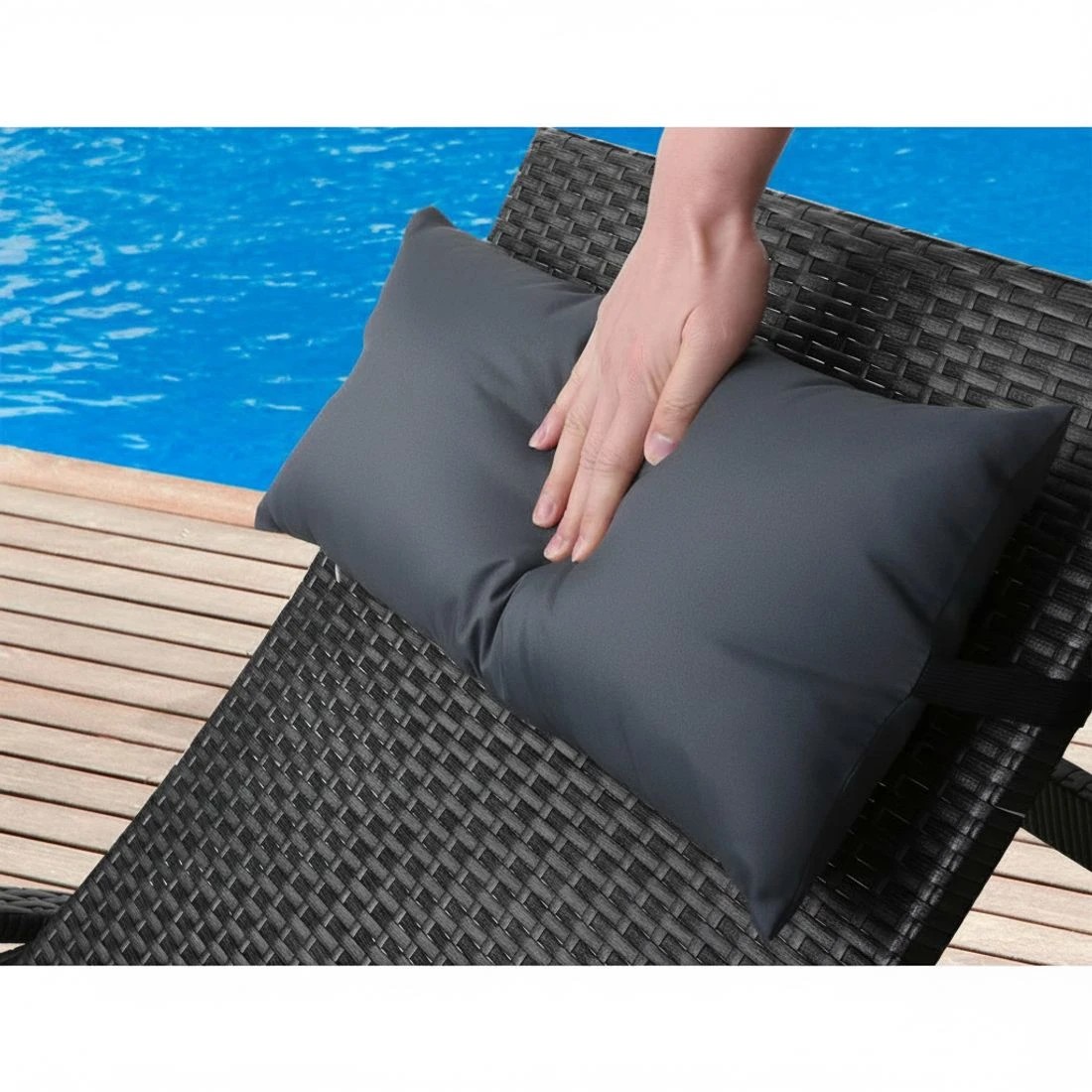4 Gardeon 2x Sun Lounge Wicker Lounger Outdoor Furniture Beach Chair Armrest - Black, 4 of 6