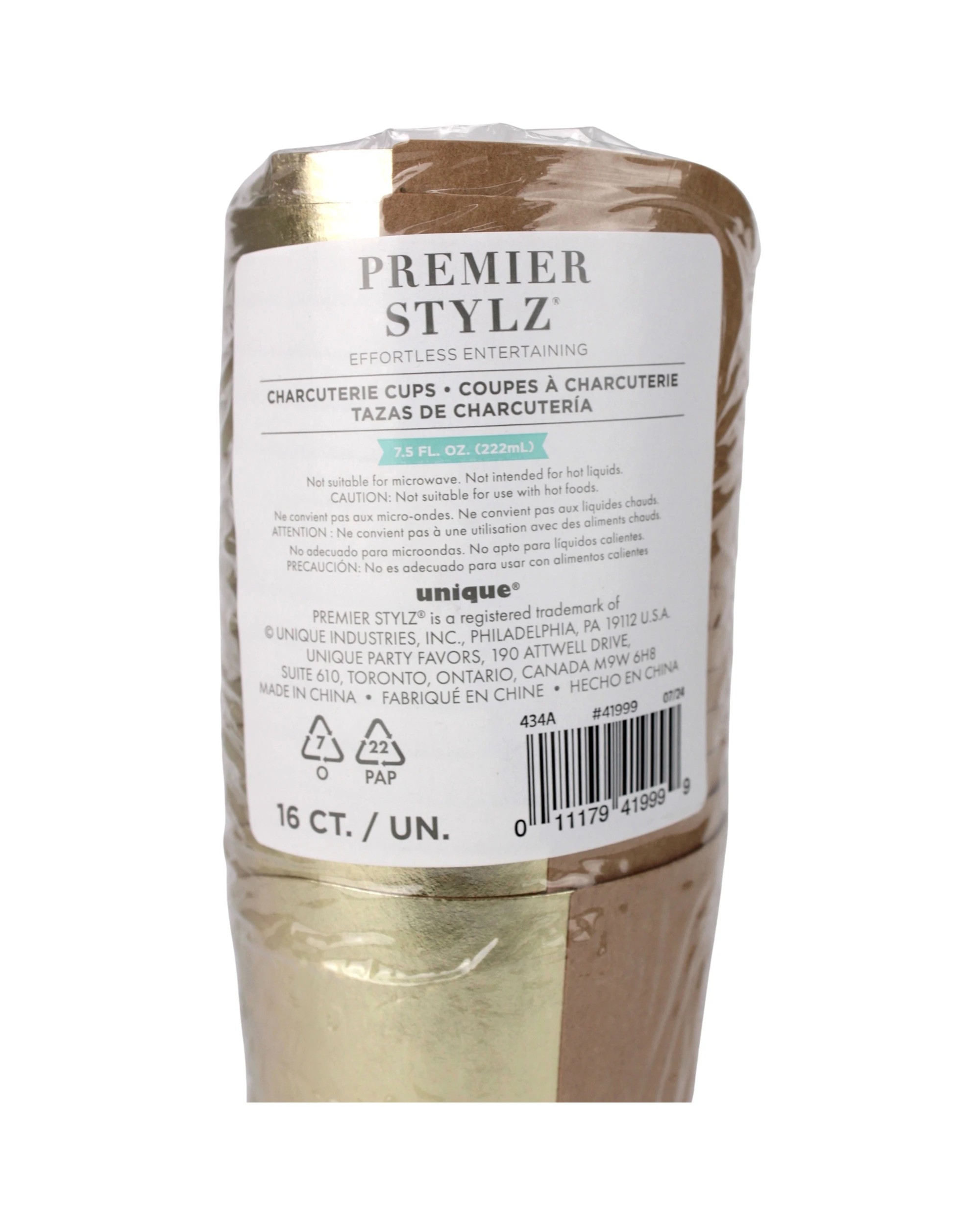 3 Meteor Kraft Paper Charcuterie Cups 222ml Pack of 16 - Gold, 3 of 3