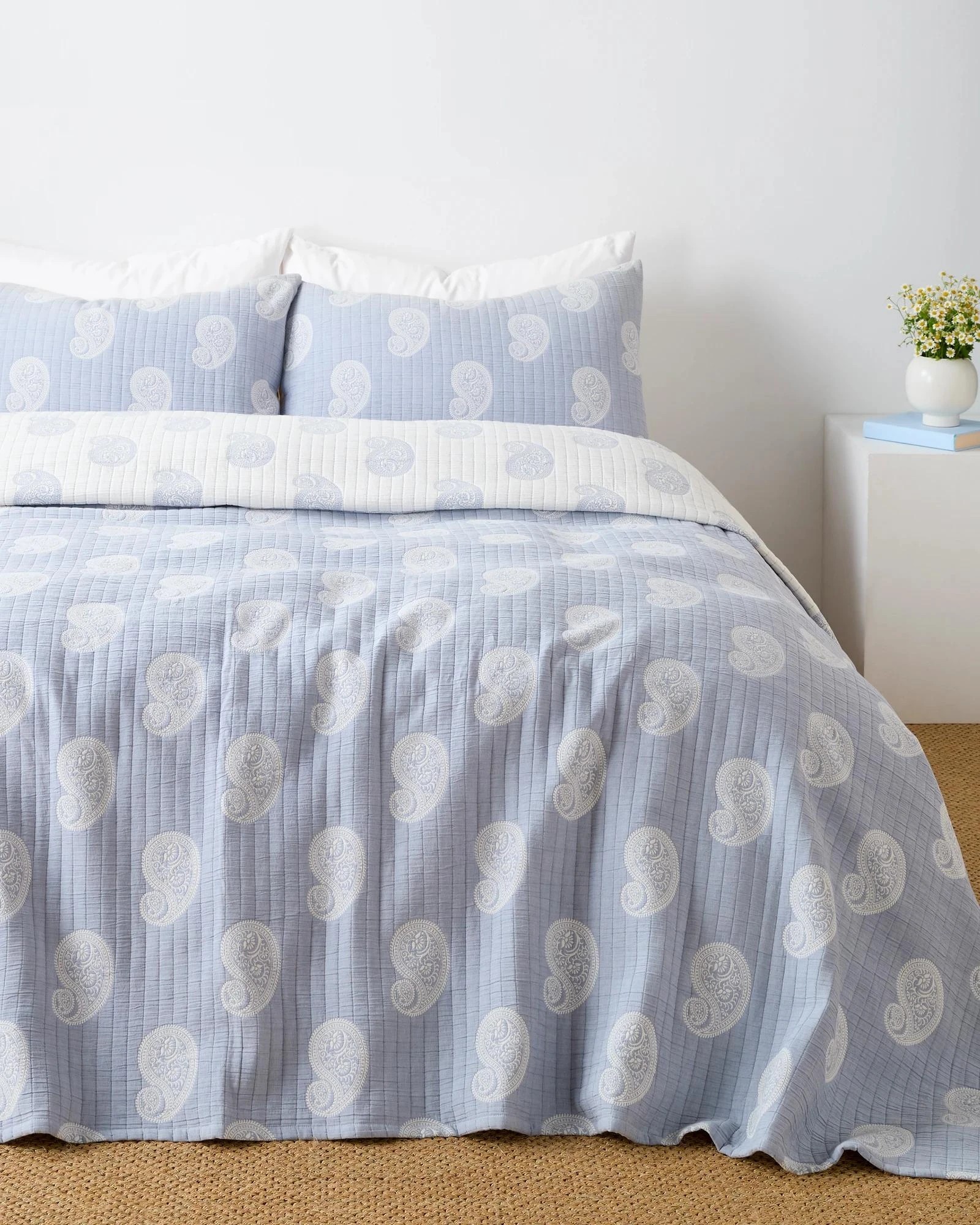 1 Target Abbey Paisley Coverlet Set - Queen Bed - Blue, 1 of 3