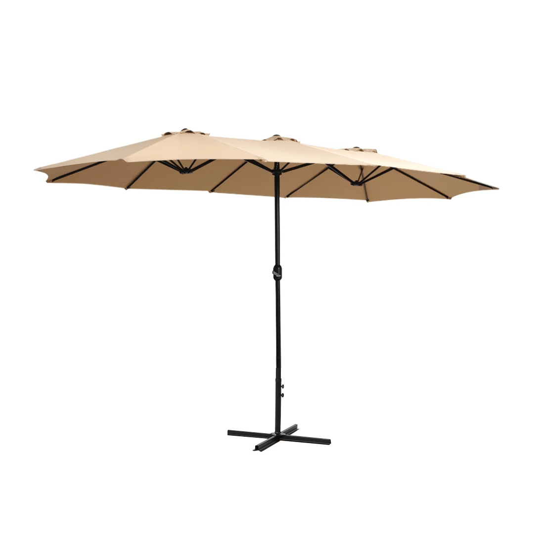 1 Instahut 4.57m Outdoor Umbrella Beach Pole Garden Tilt - Beige, 1 of 2