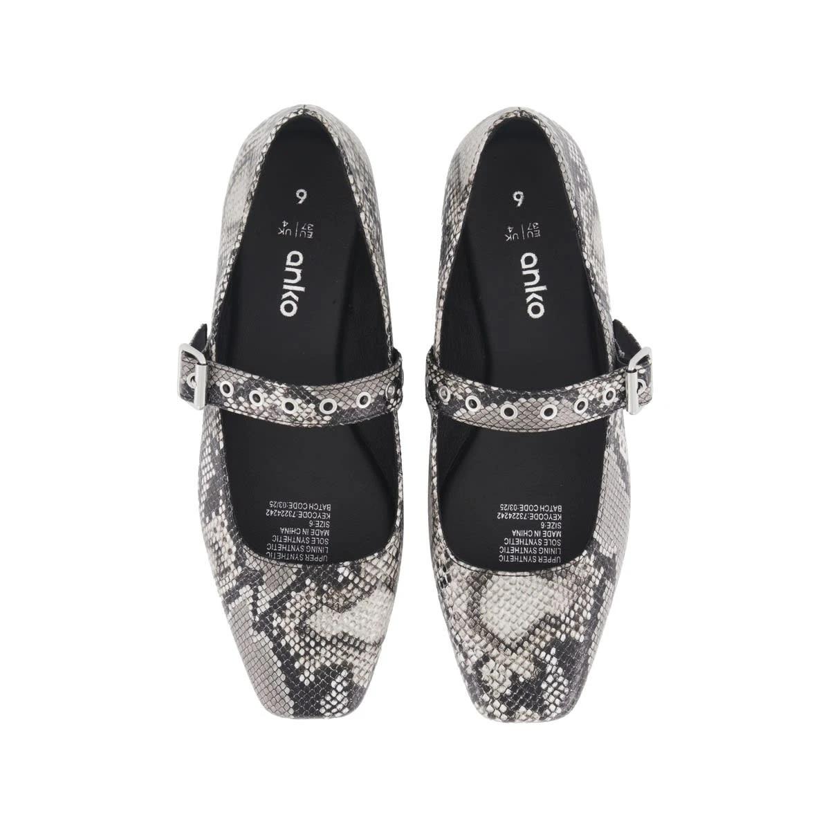 2 Eyelet Strap Ballet Flats Snake, 2 of 3