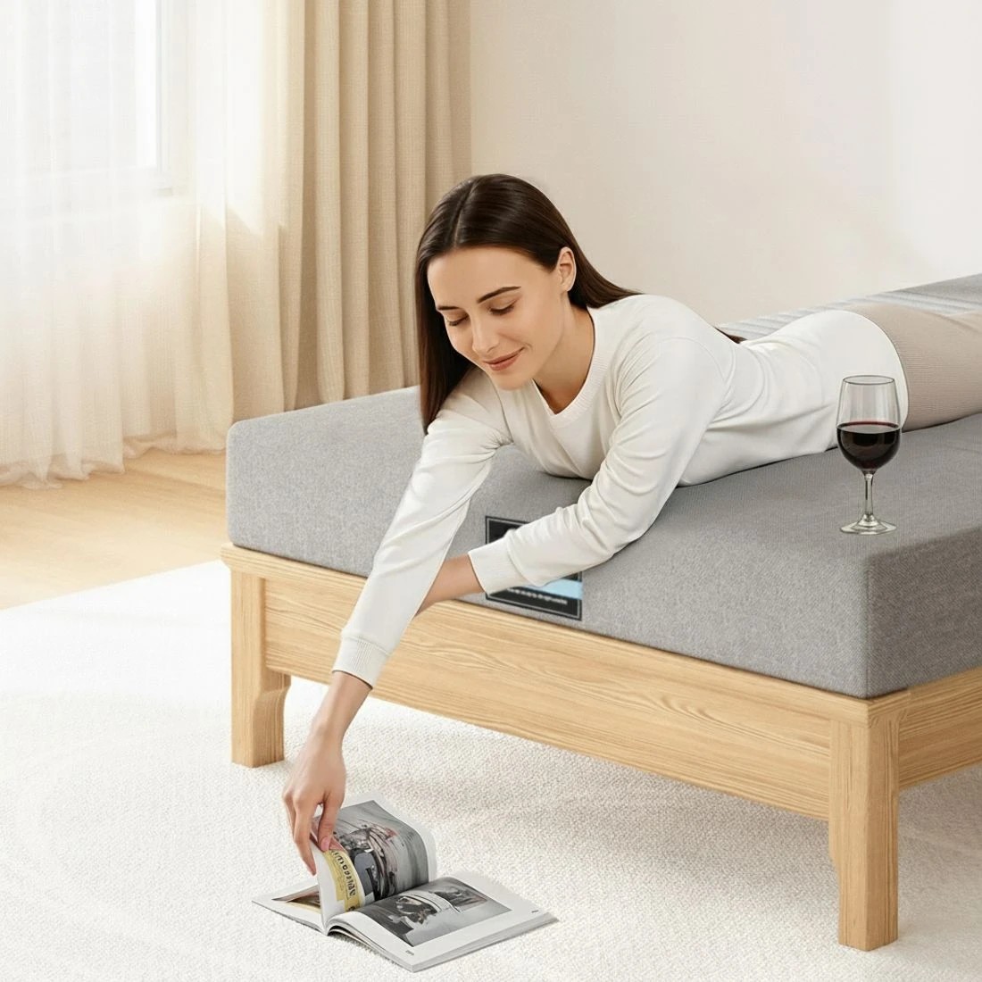 9 Giselle Bedding Cool Gel Memory Foam Mattress 7-Zone Washable Bamboo Cover 15cm King Single - Grey - Grey, 9 of 10