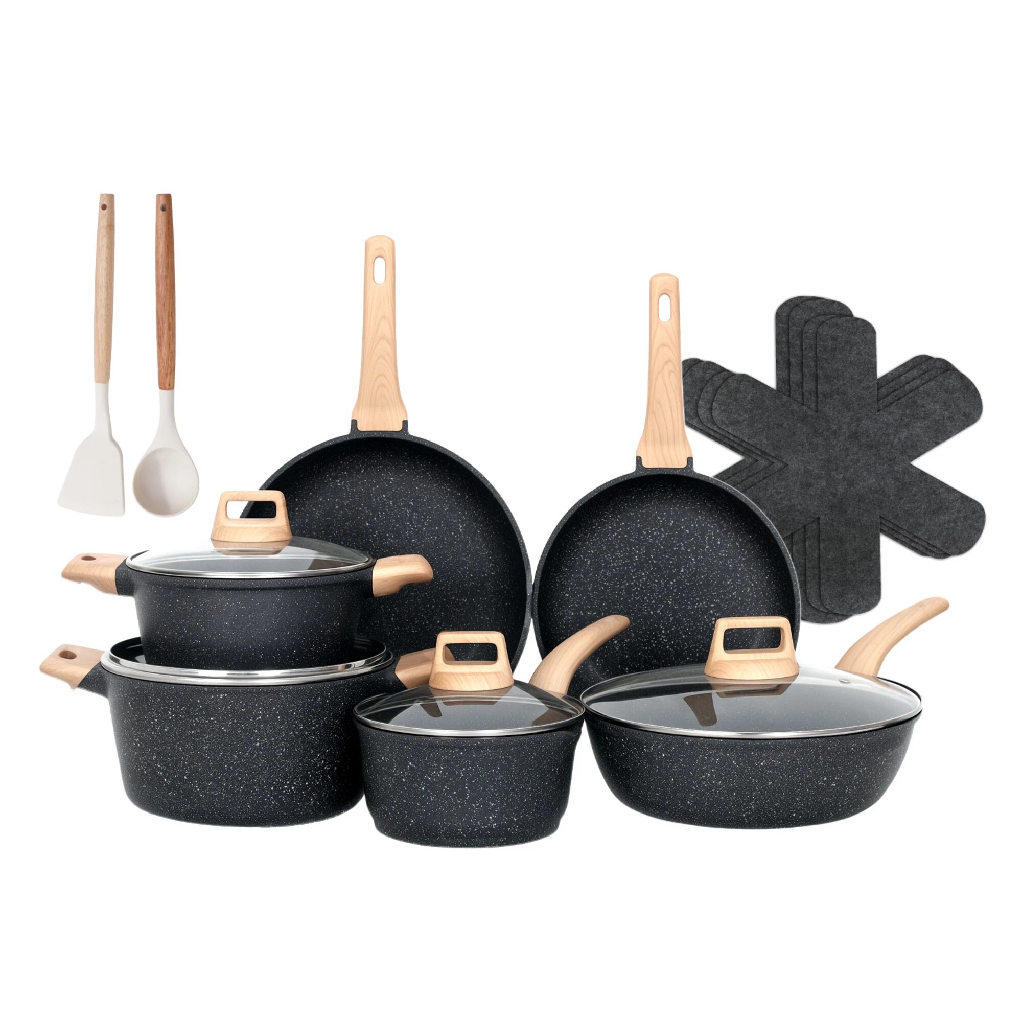 2 Toque 16-Piece Non Stick Cookware Set - Black, 2 of 9