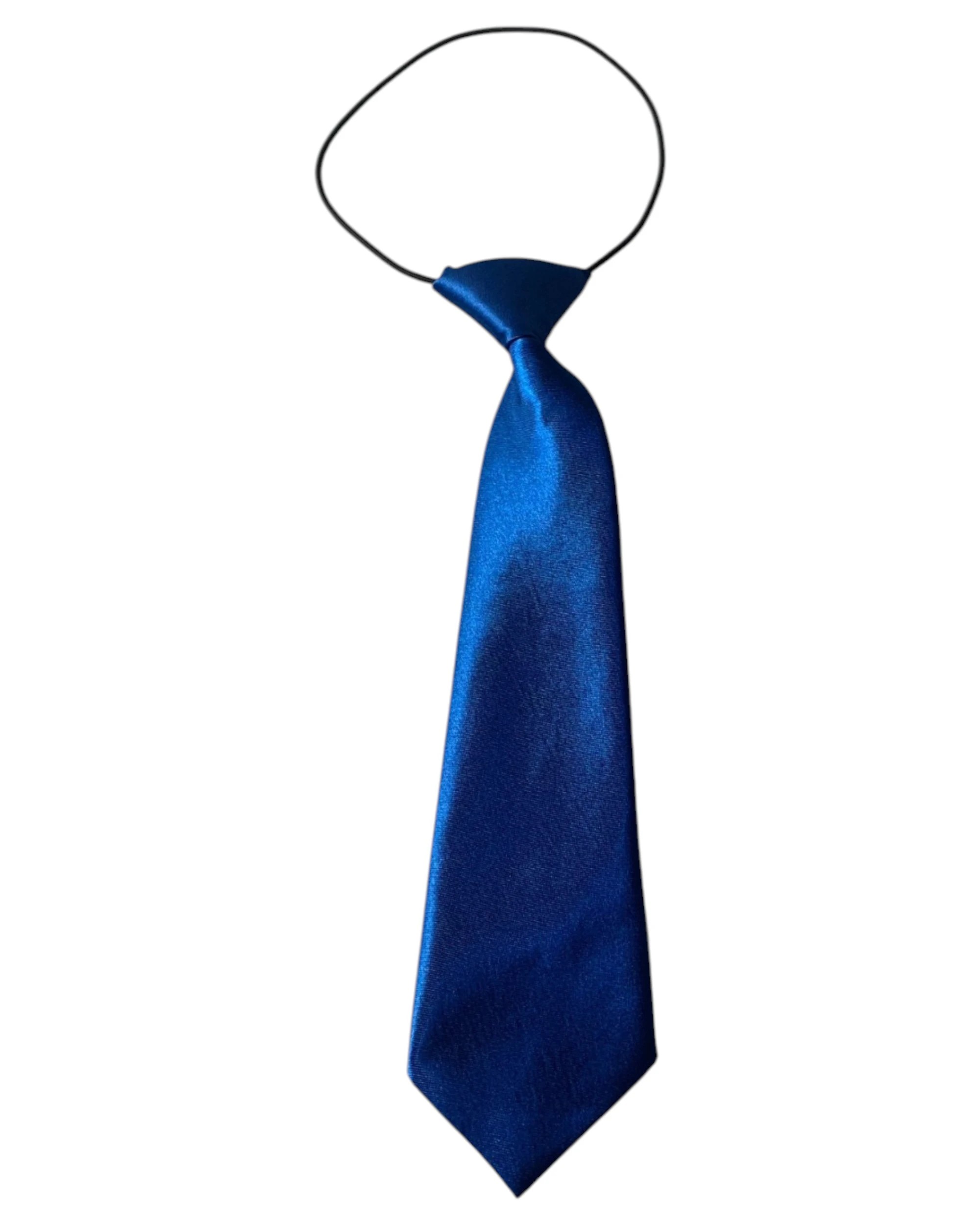 2 Zasel Kids Boys Blue Elastic Plain Neck Tie, 2 of 2